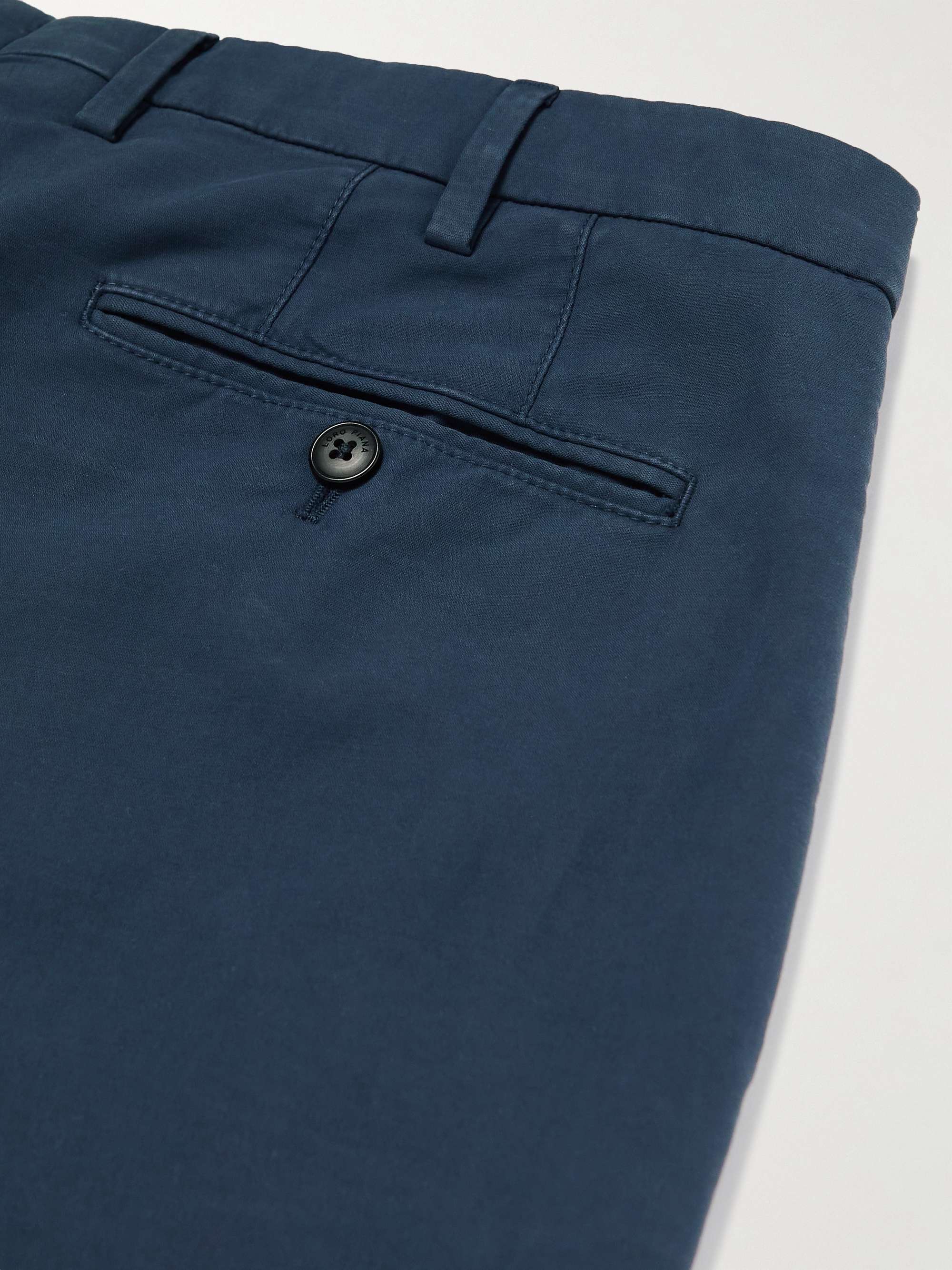 Pantaflat Slim-Fit Pleated Stretch-Cotton Trousers view