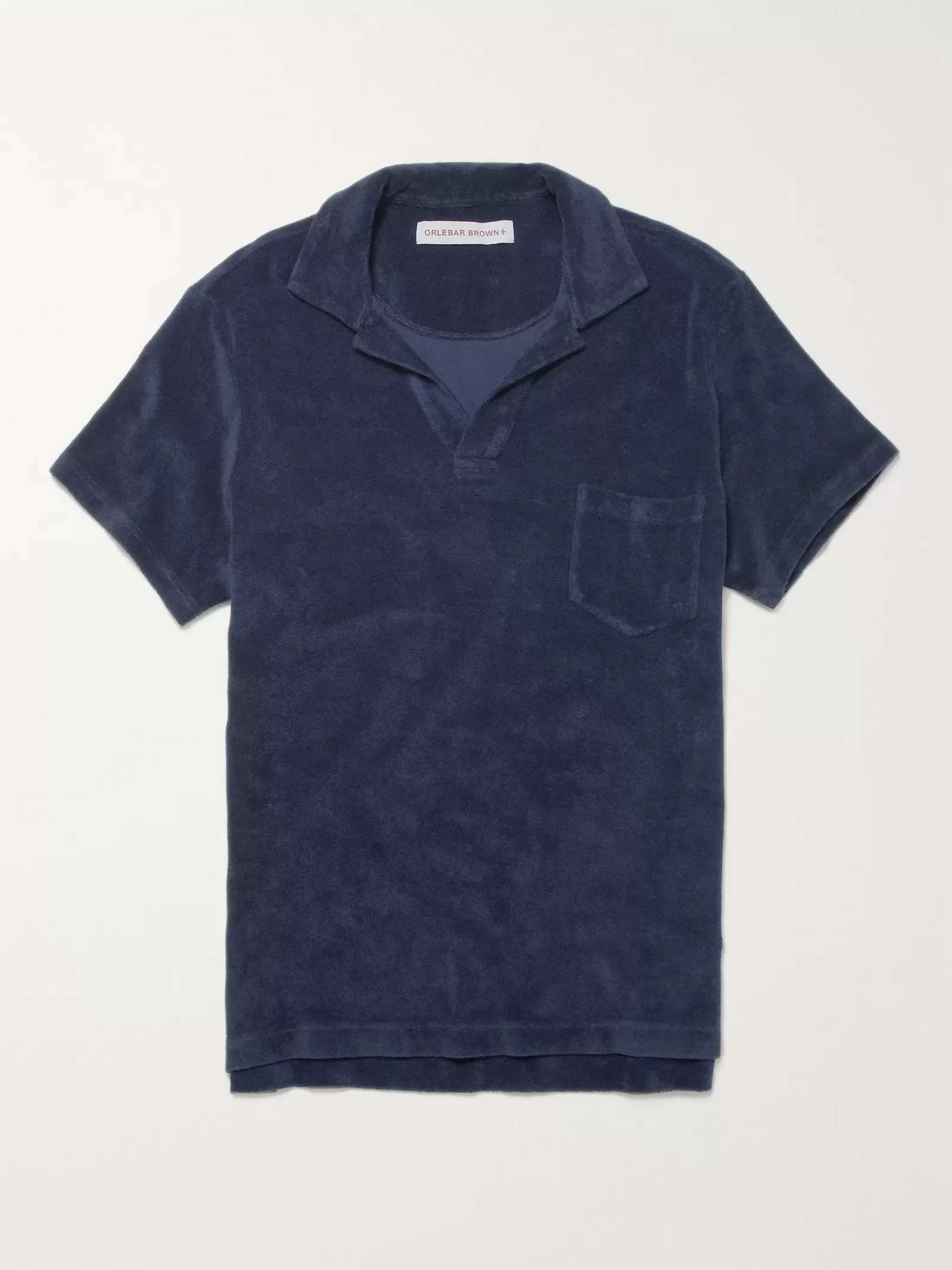 Slim-Fit Camp-Collar Cotton-Terry Polo Shirt view