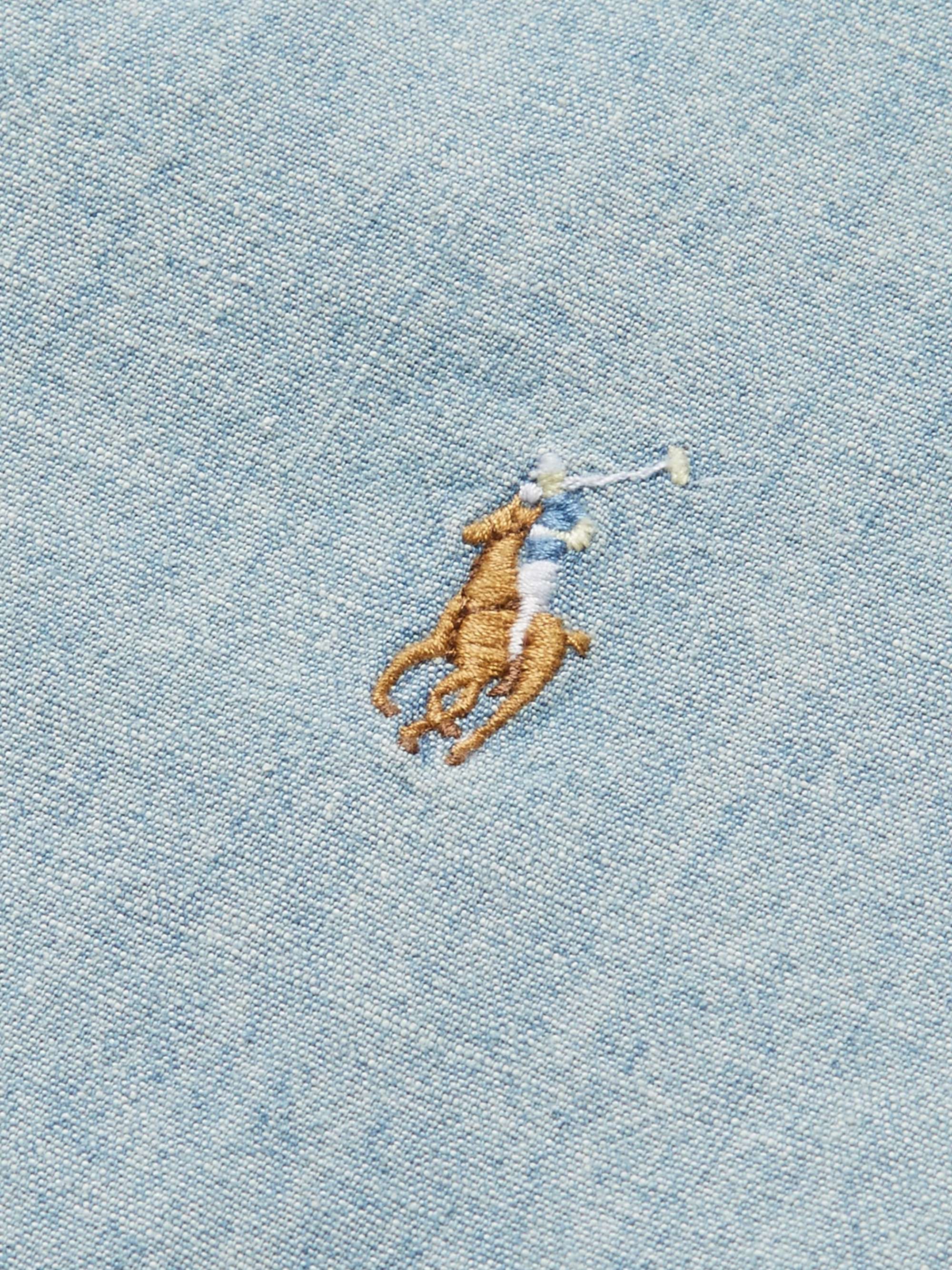 Slim-Fit Washed Cotton-Chambray Shirt view