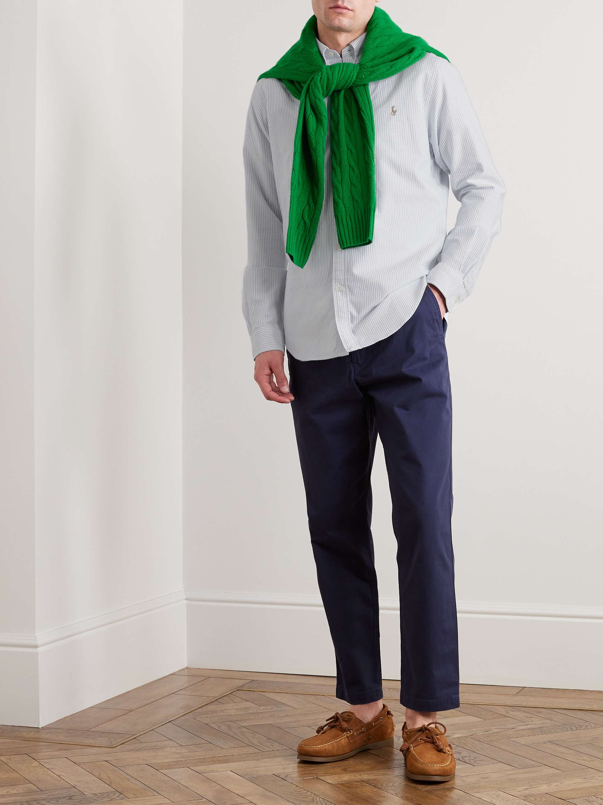 Slim-Fit Striped Cotton Oxford Shirt view
