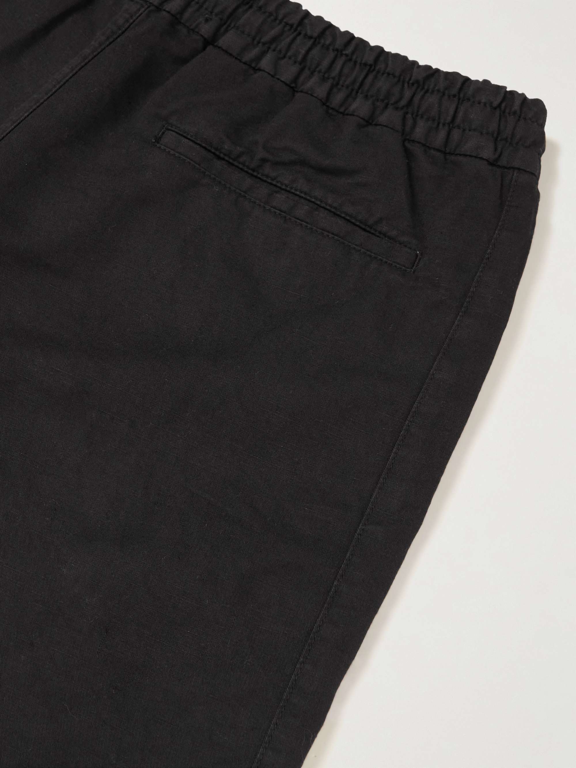 Straight-Leg Cotton and Linen-Blend Twill Drawstring Shorts view