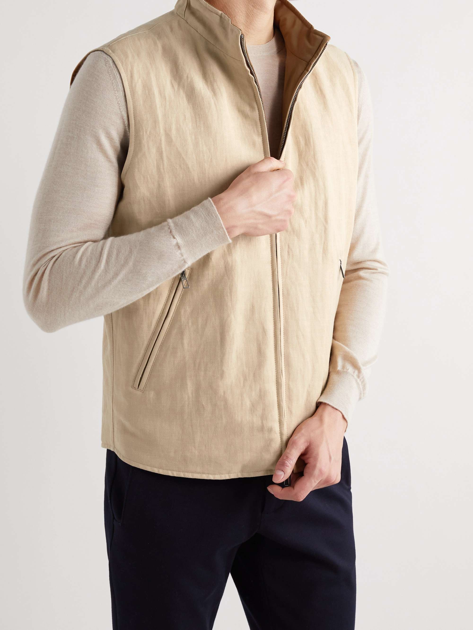 Marlin Reversible Shell and Linen and Silk-Blend Gilet view