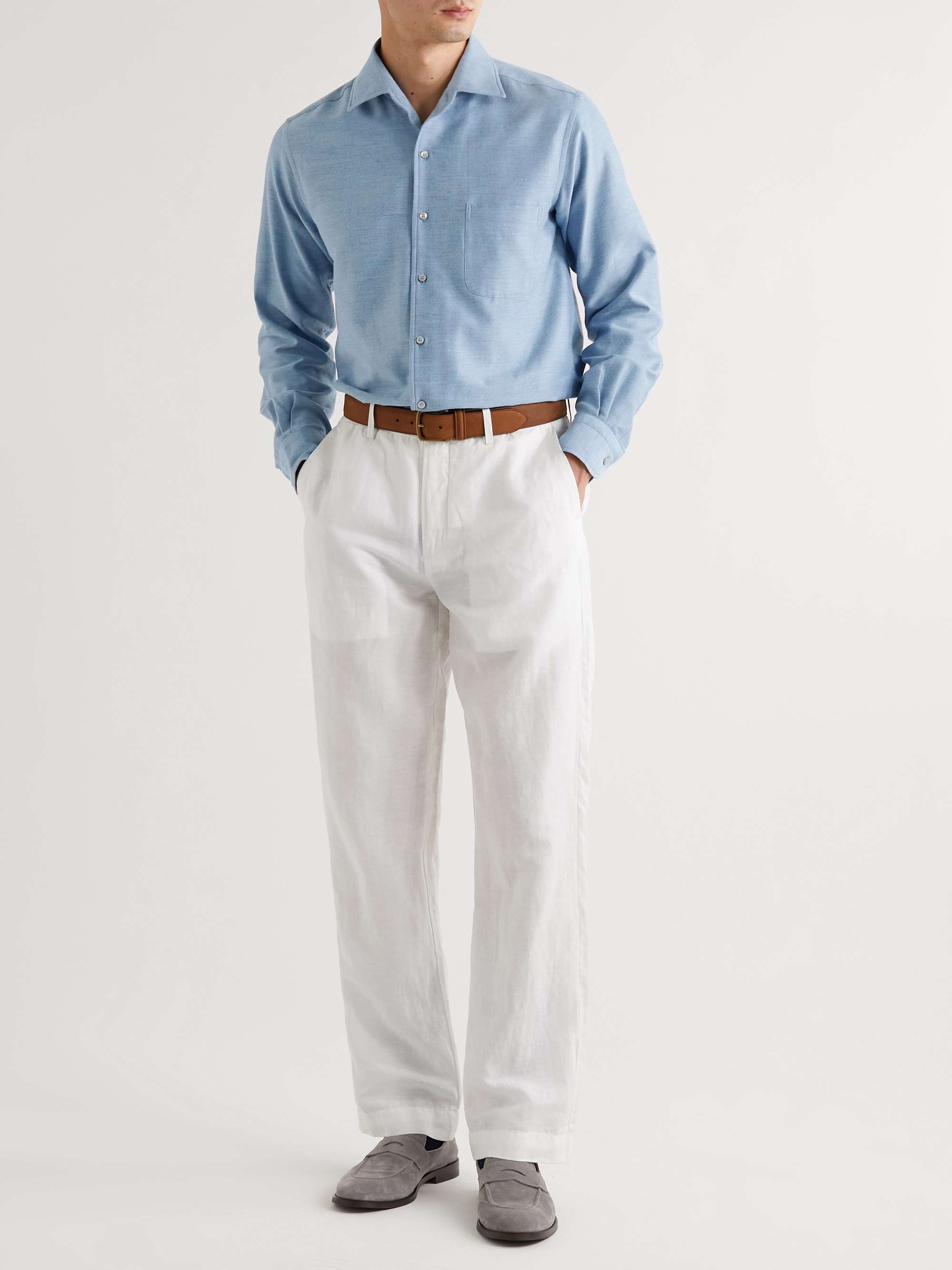 André Cotton and Cashmere-Blend Twill Shirt view