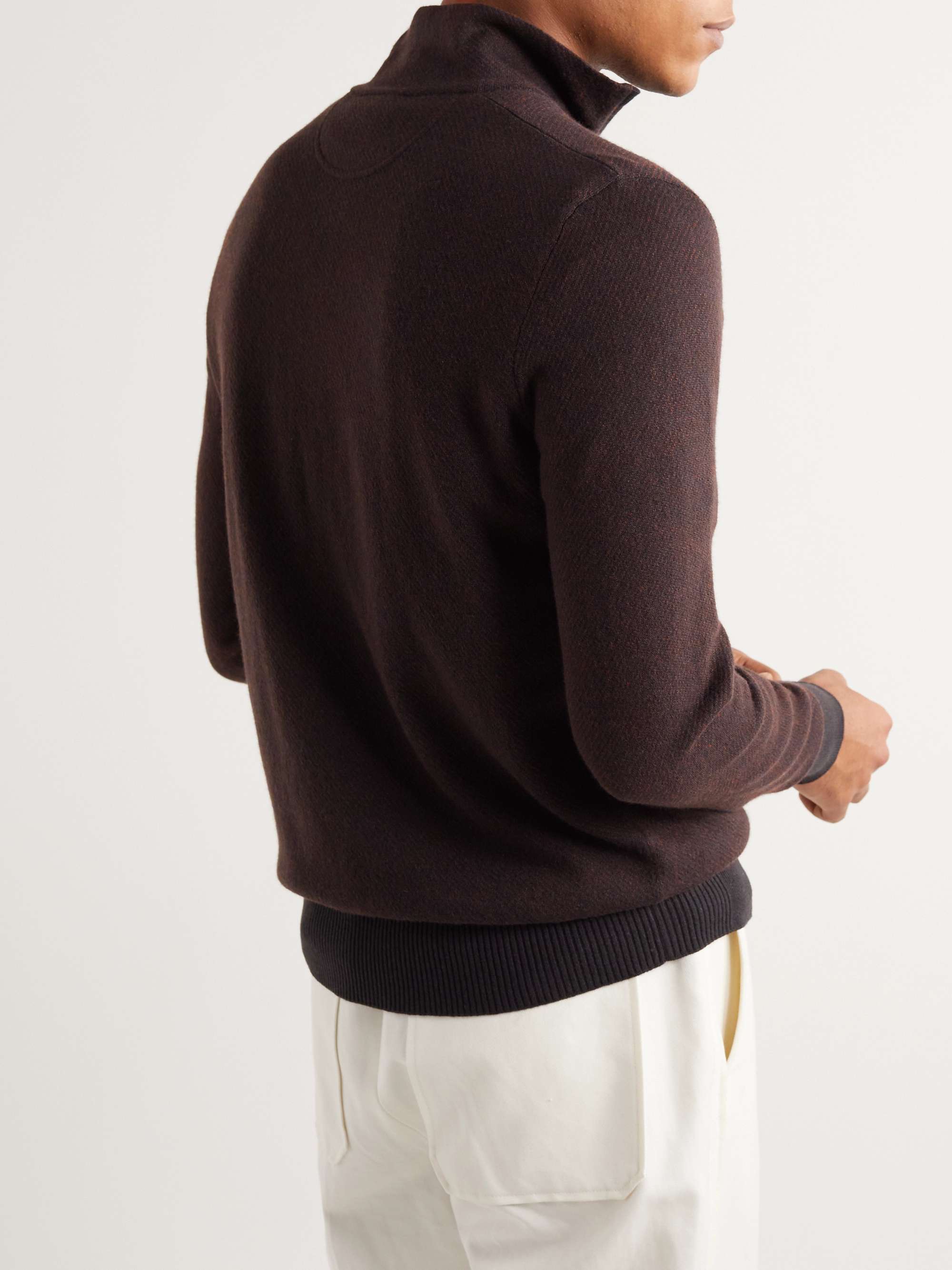 Roadster Slim-Fit Striped Cashmere Half-Zip Sweater view