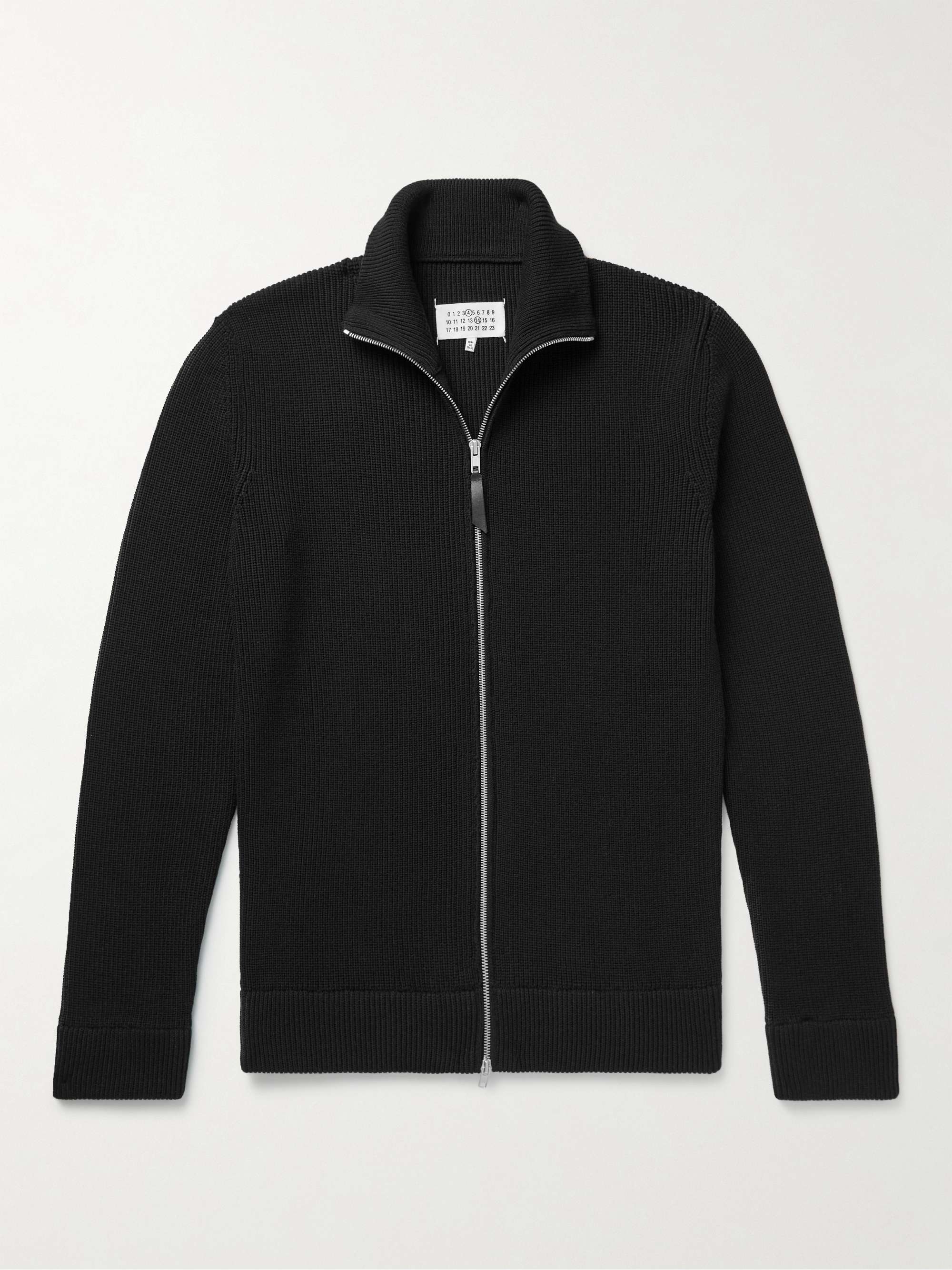 Ribbed Cotton and Wool-Blend Zip-Up Cardigan view