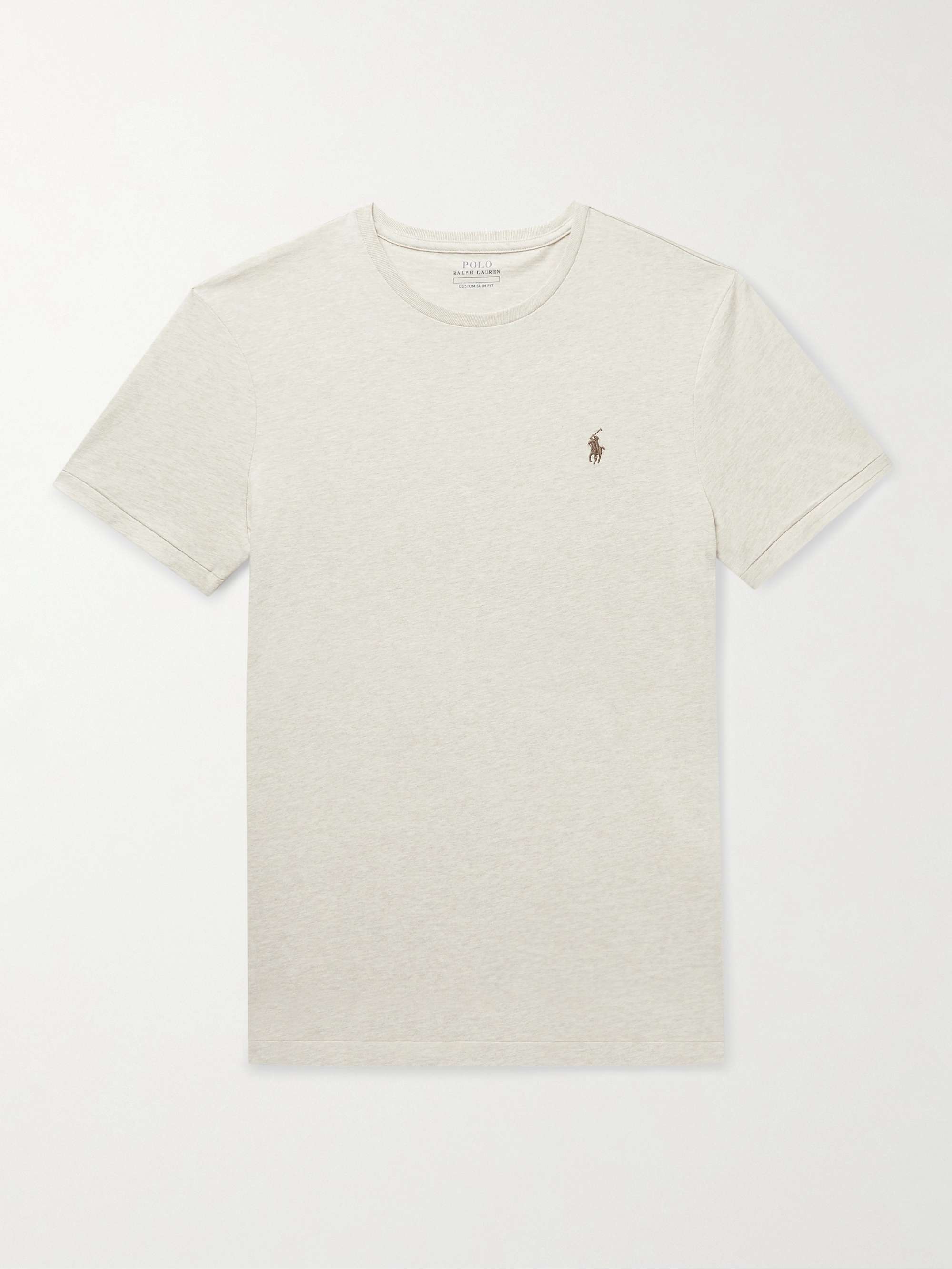 Slim-Fit Logo-Embroidered Mélange Cotton-Jersey T-Shirt view