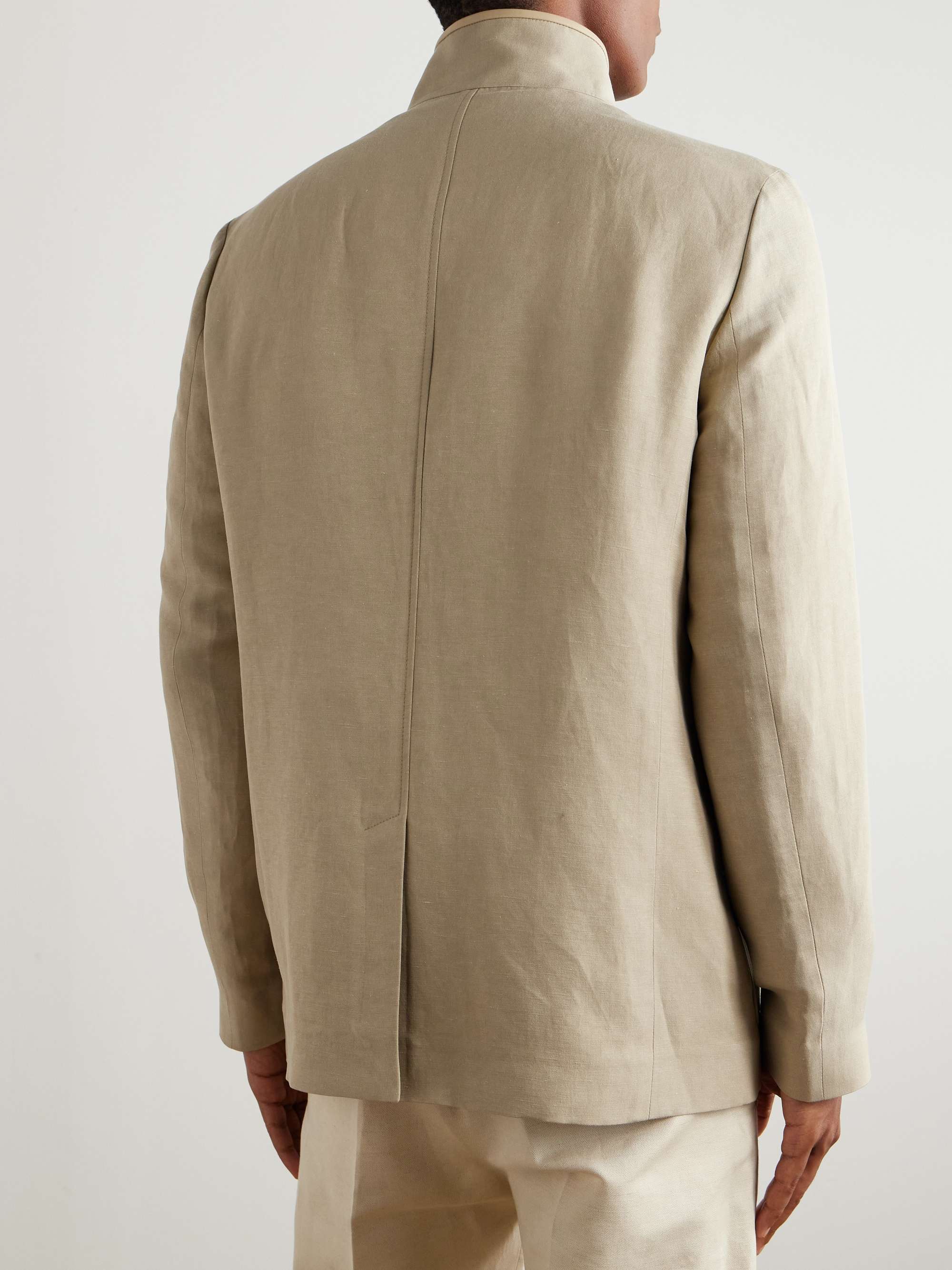 Spagna Unstructured Nehru-Collar Linen and Silk-Blend Twill Jacket view