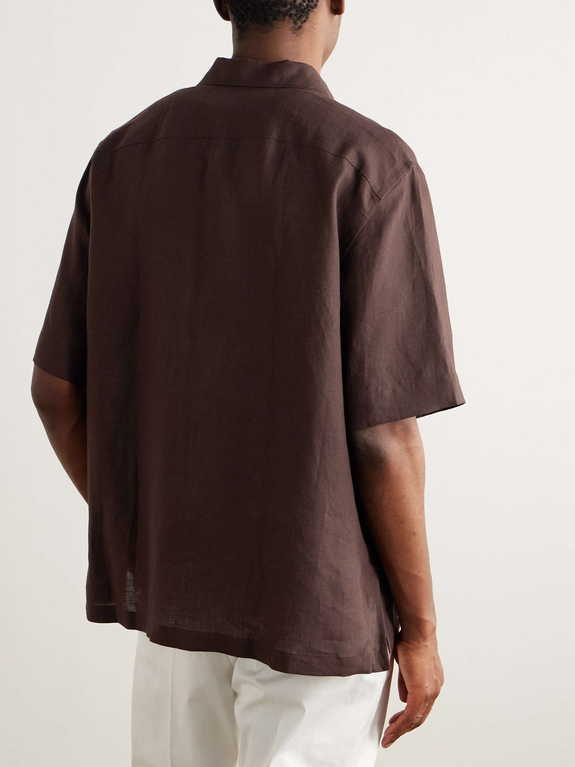 Federico Camp-Collar Linen Shirt view