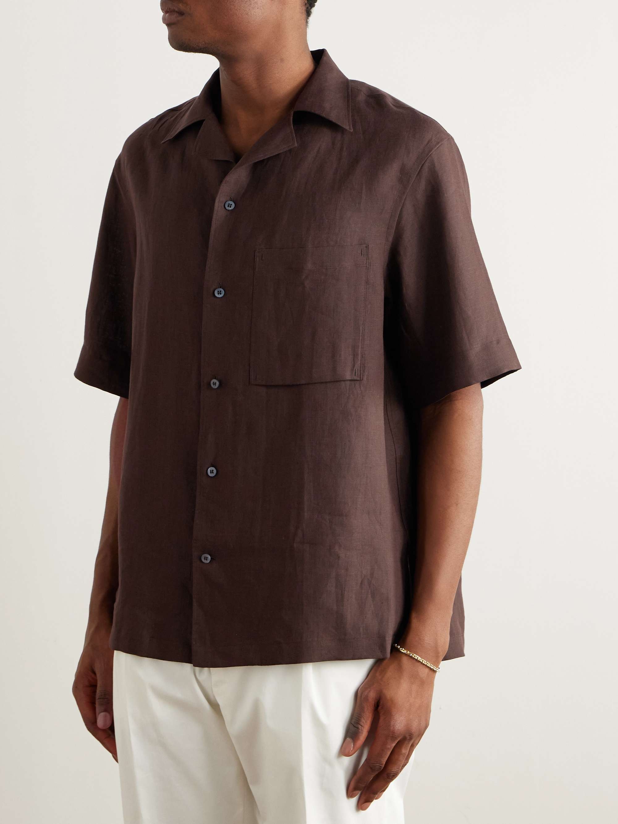 Federico Camp-Collar Linen Shirt view