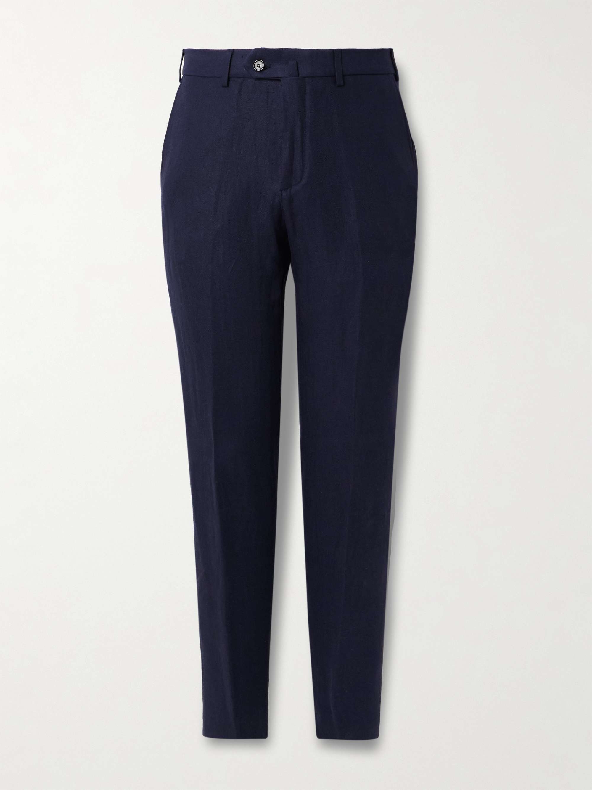 Carlo Straight-Leg Linen Suit Trousers view