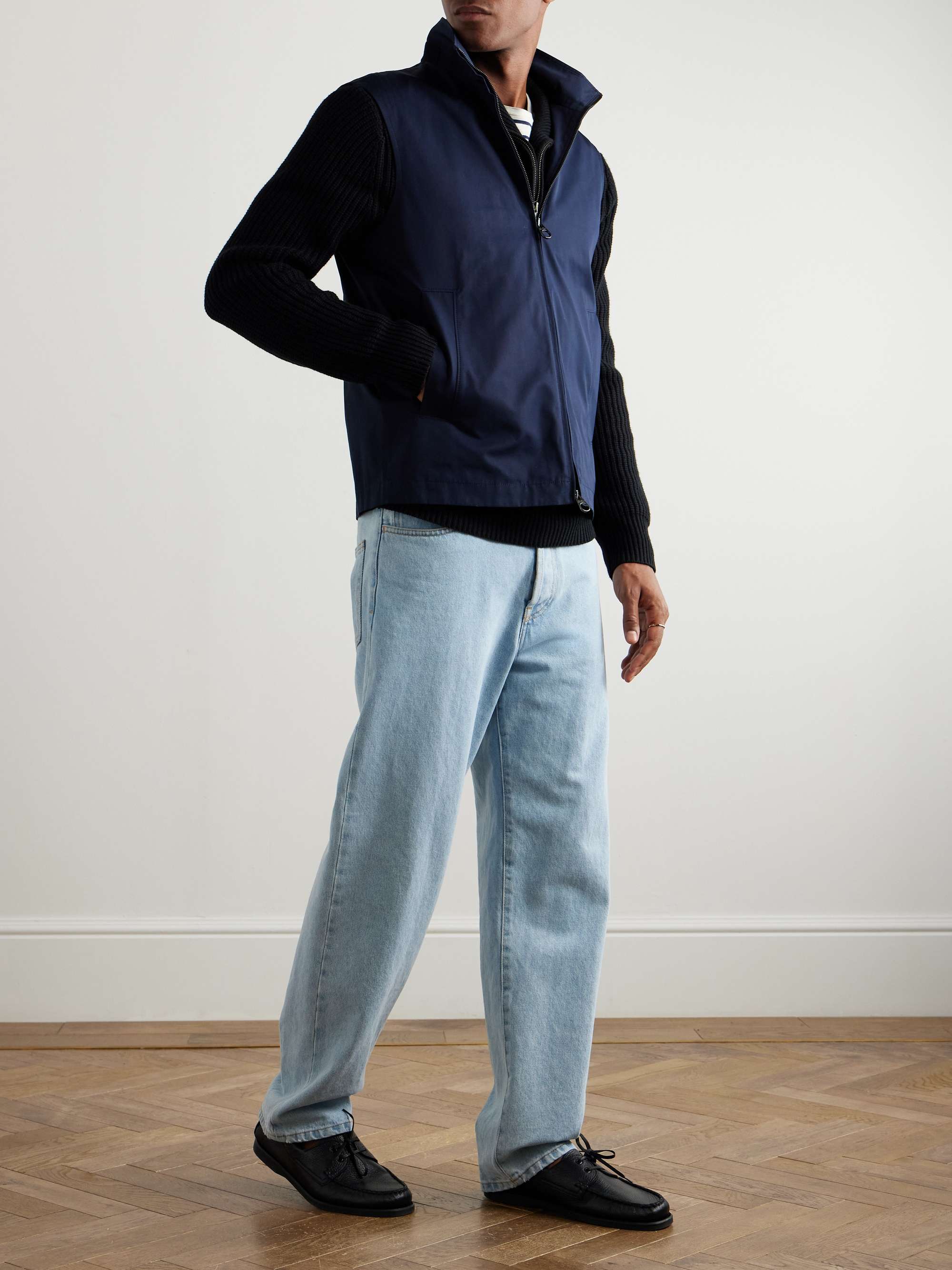 Landon Suede-Trimmed Cotton-Satin Gilet view