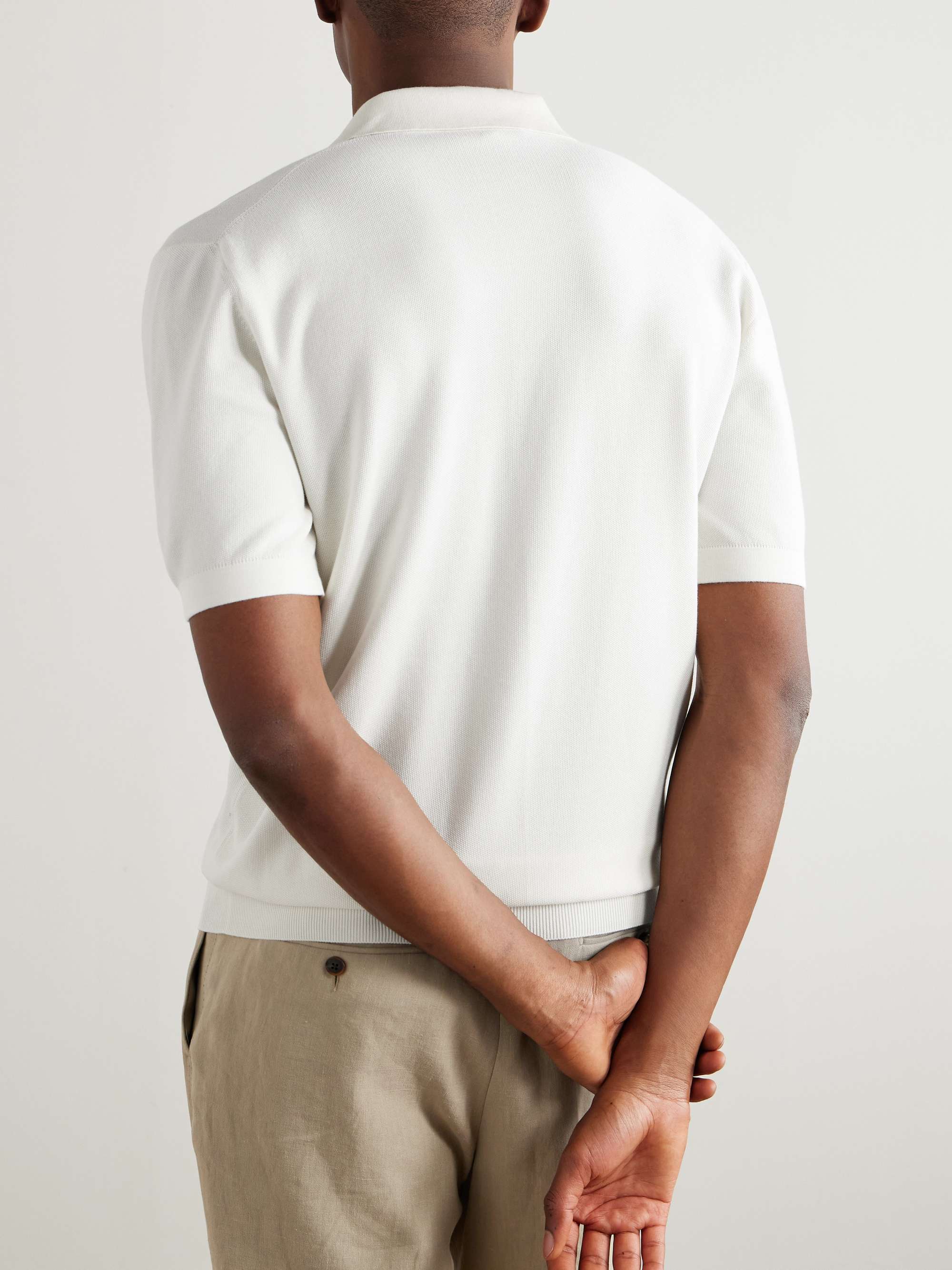 Cotton and Silk-Blend Piqué Polo Shirt view