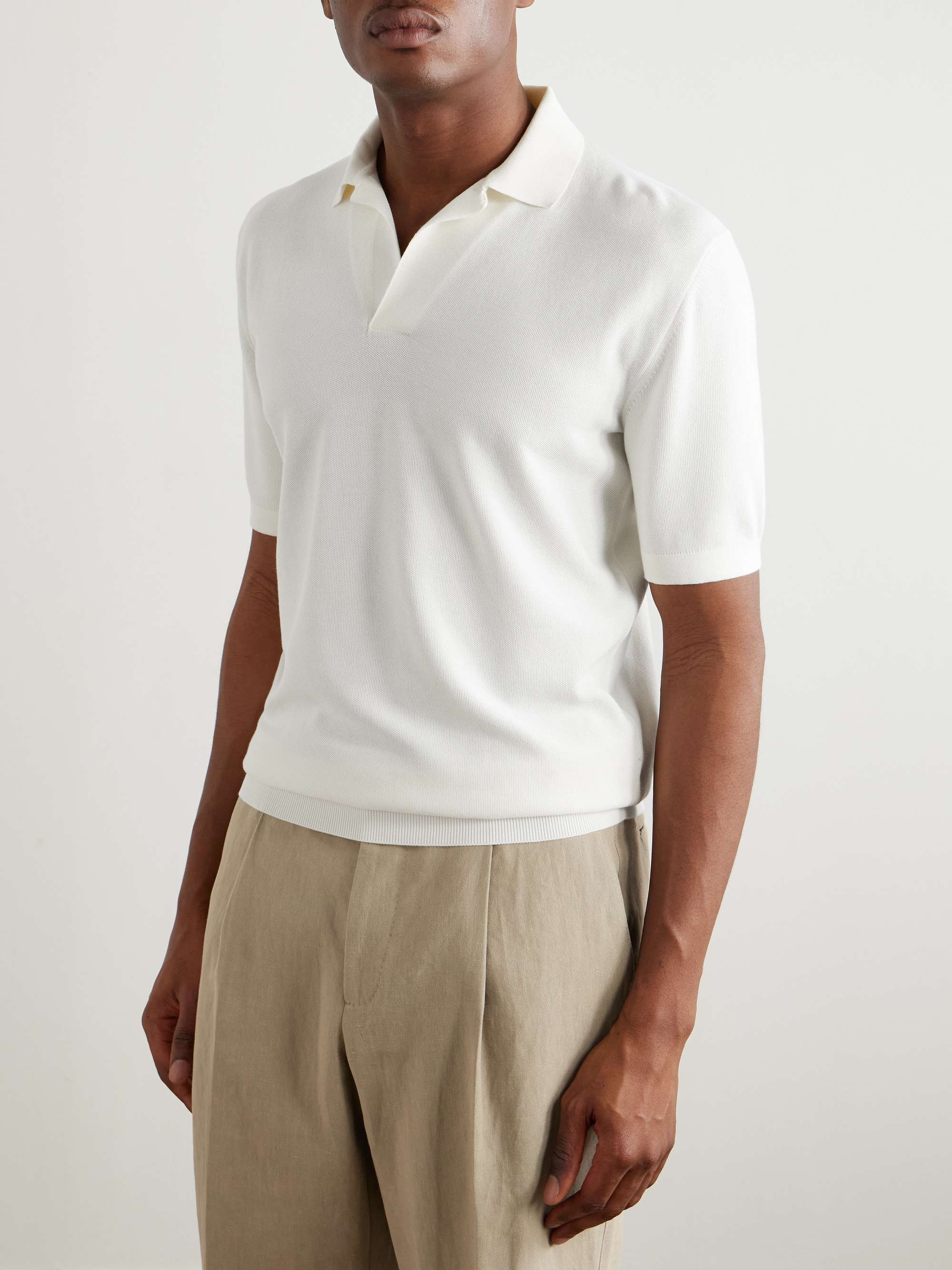 Cotton and Silk-Blend Piqué Polo Shirt view