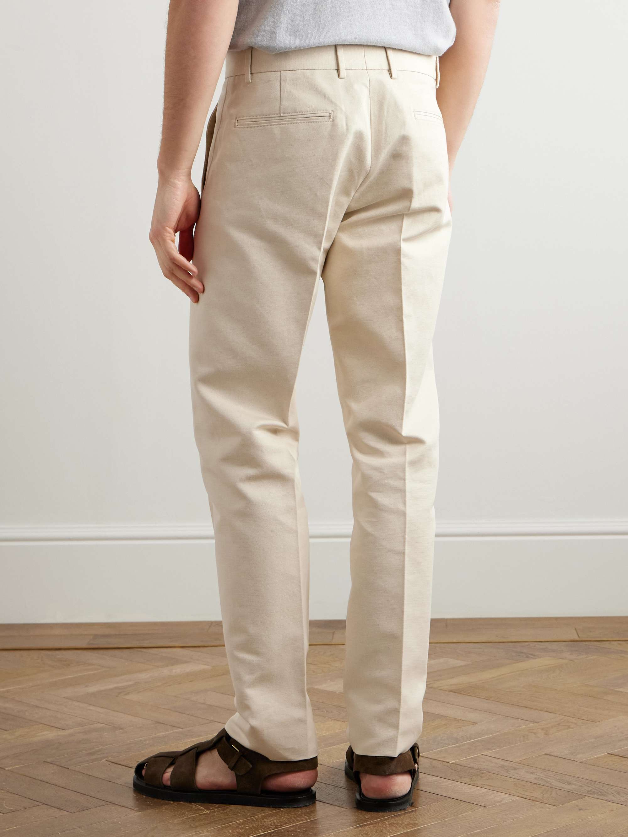Cedric Tapered Cotton and Linen-Blend Canvas Trousers view