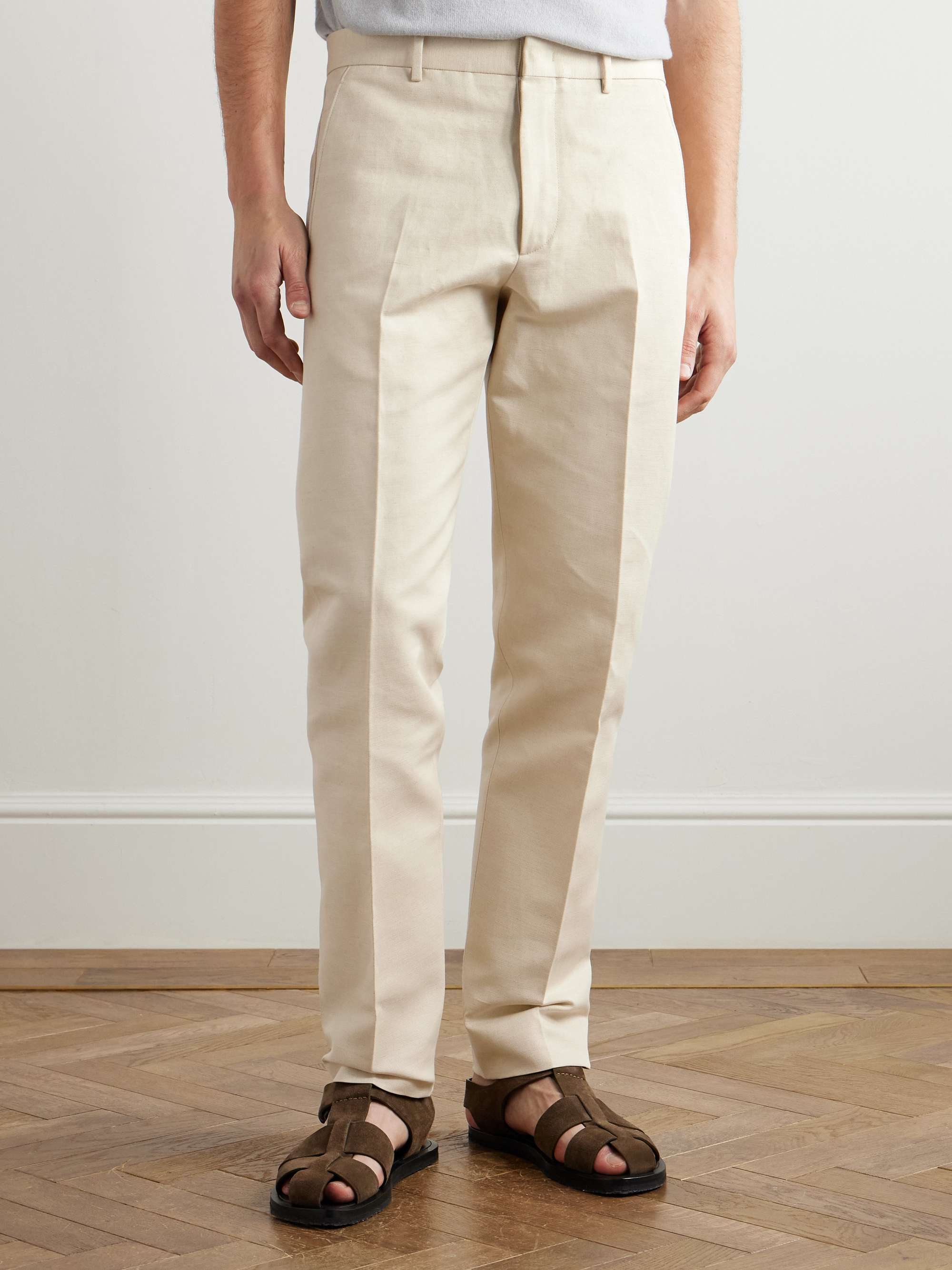 Cedric Tapered Cotton and Linen-Blend Canvas Trousers view