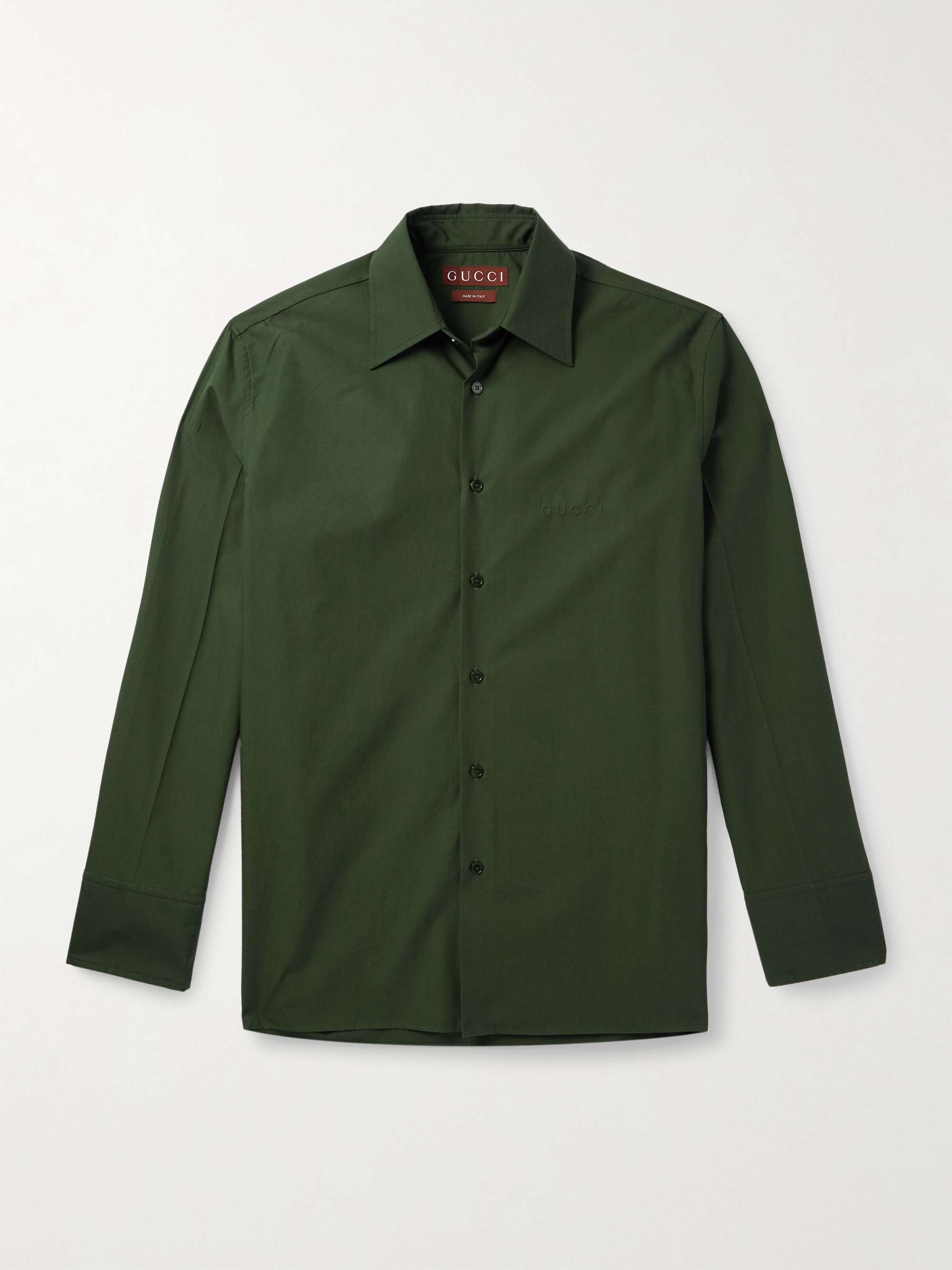 Oversized Logo-Debossed Cotton-Poplin Shirt view