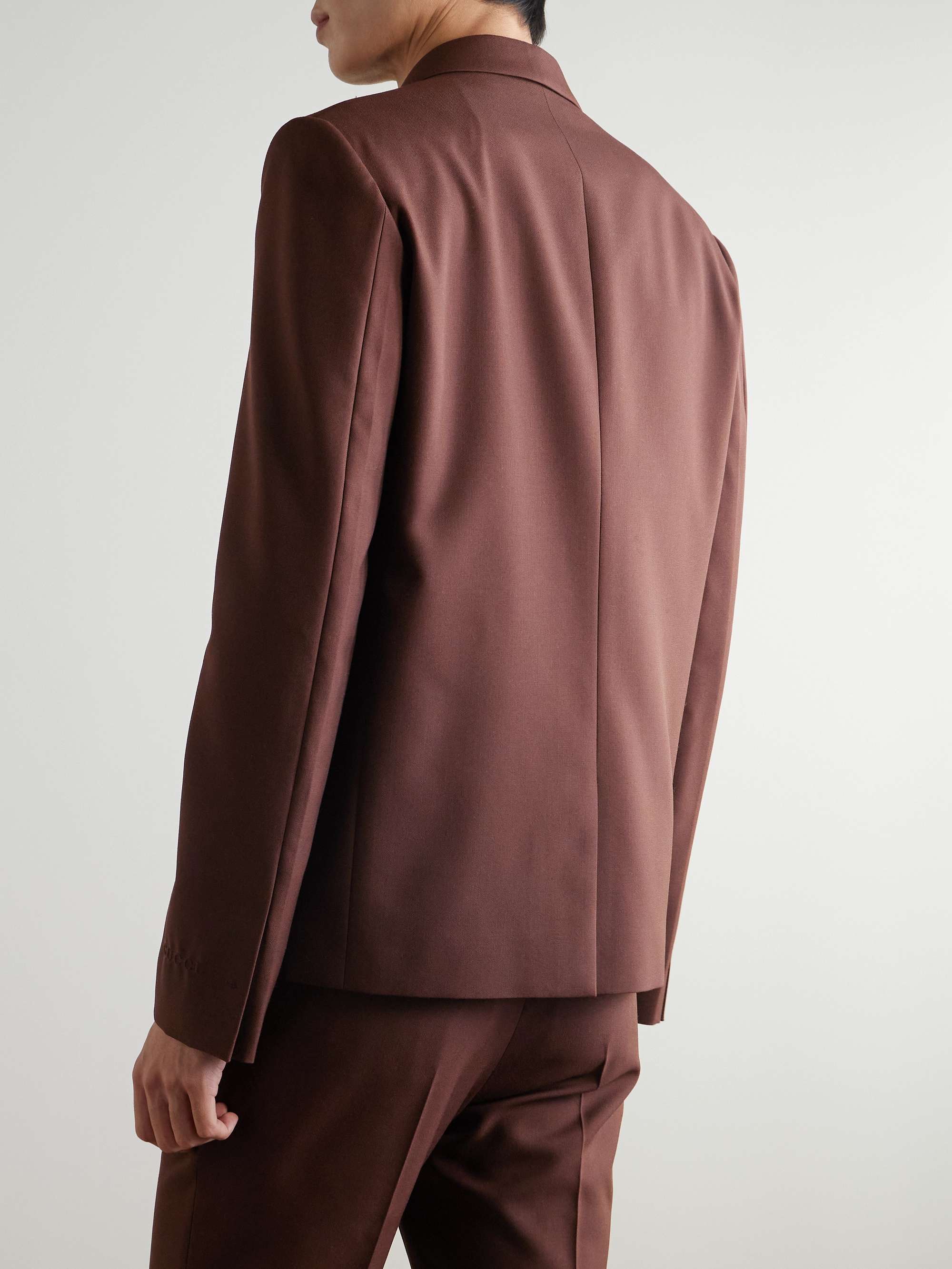 Slim-Fit Logo-Embossed Wool-Twill Blazer view