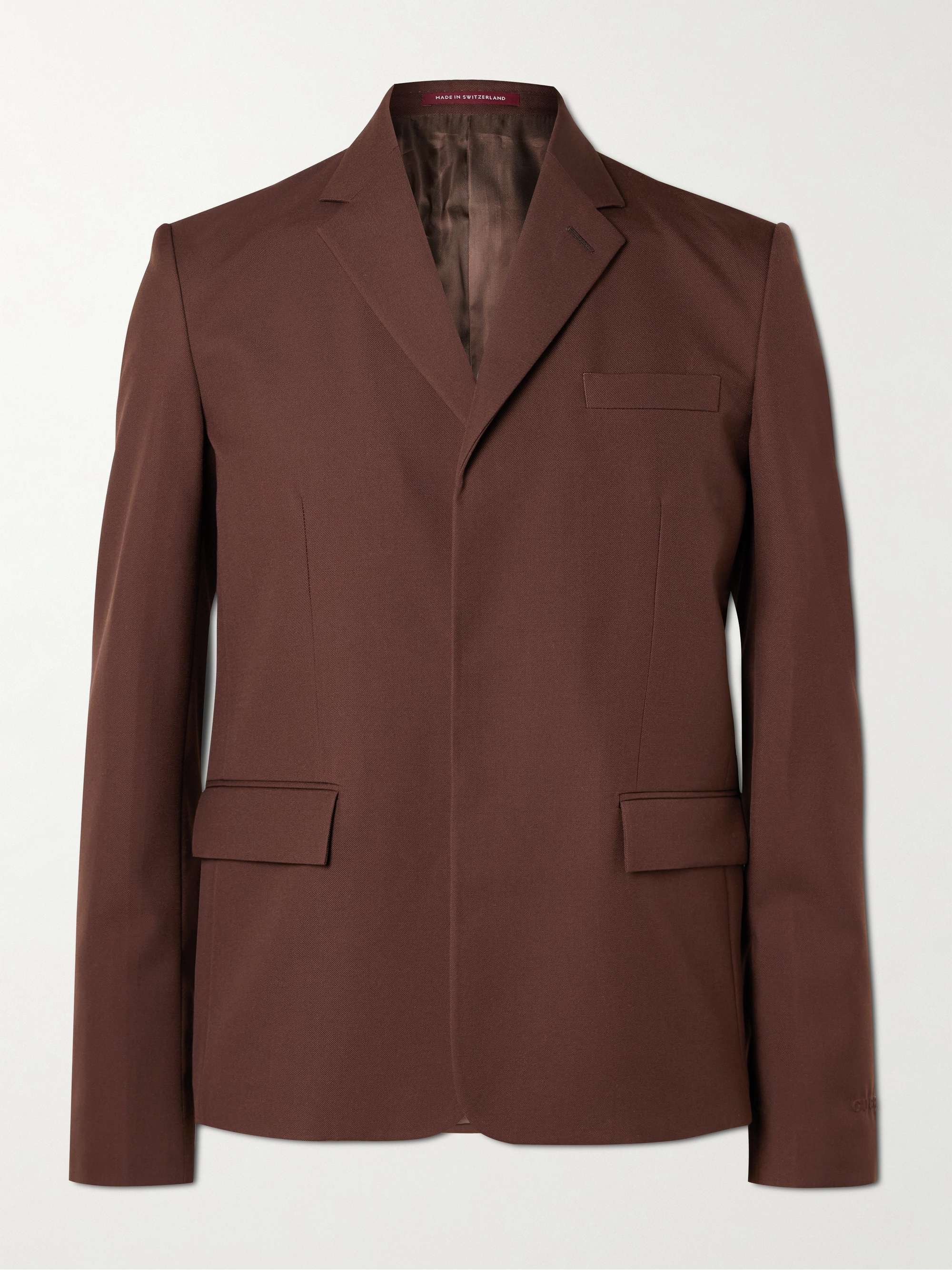 Slim-Fit Logo-Embossed Wool-Twill Blazer view