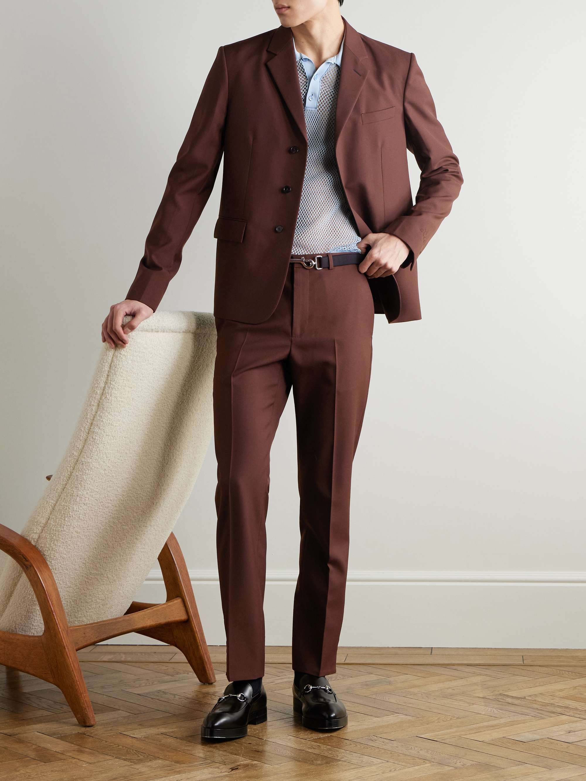 Slim-Fit Logo-Embossed Wool-Twill Blazer view