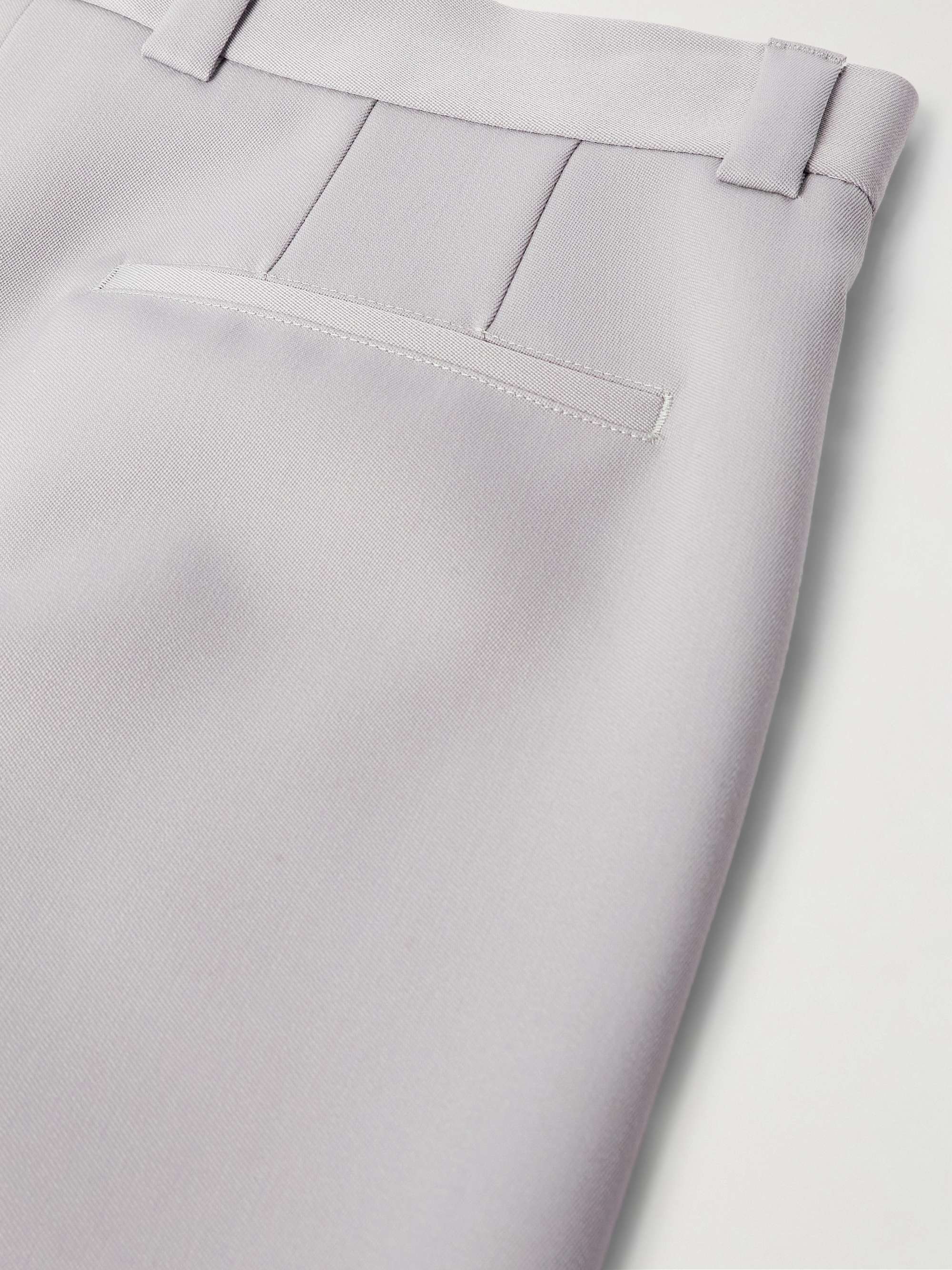 Straight-Leg Pleated Wool Barathea Shorts view