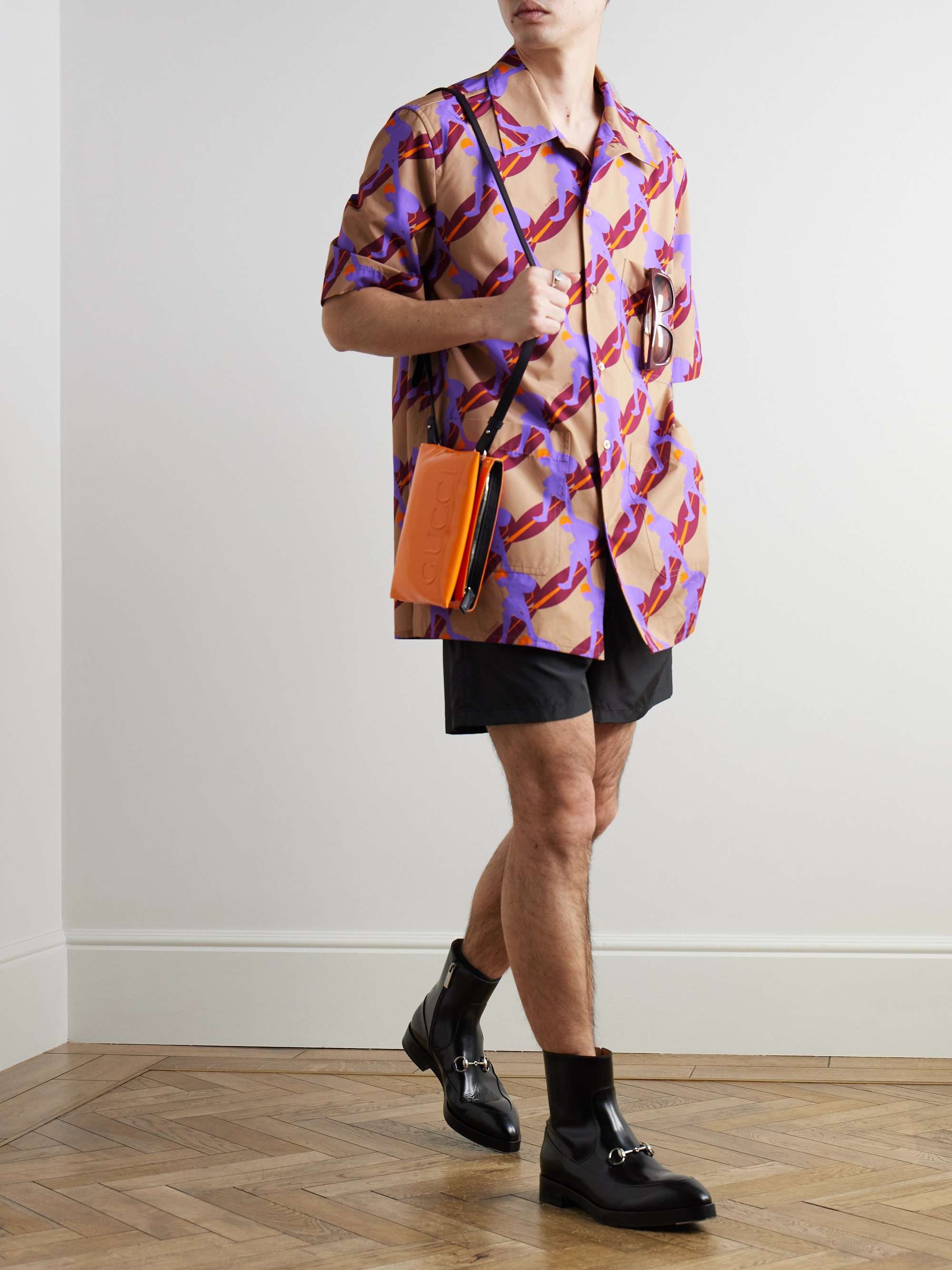 Oversized Camp-Collar Printed Cotton-Poplin Shirt view