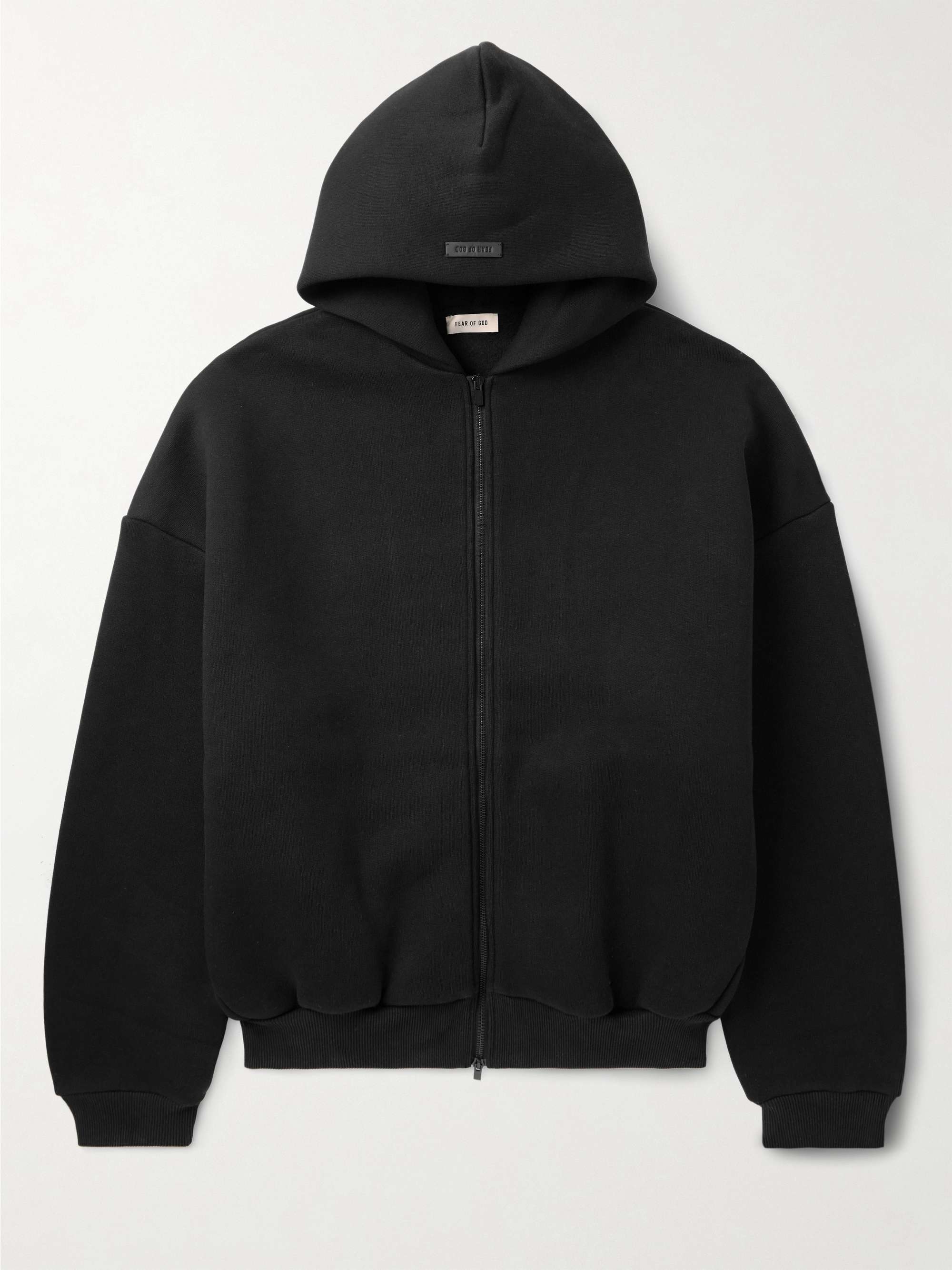 Oversized Logo-Appliquéd Debossed Cotton-Blend Jersey Hoodie view