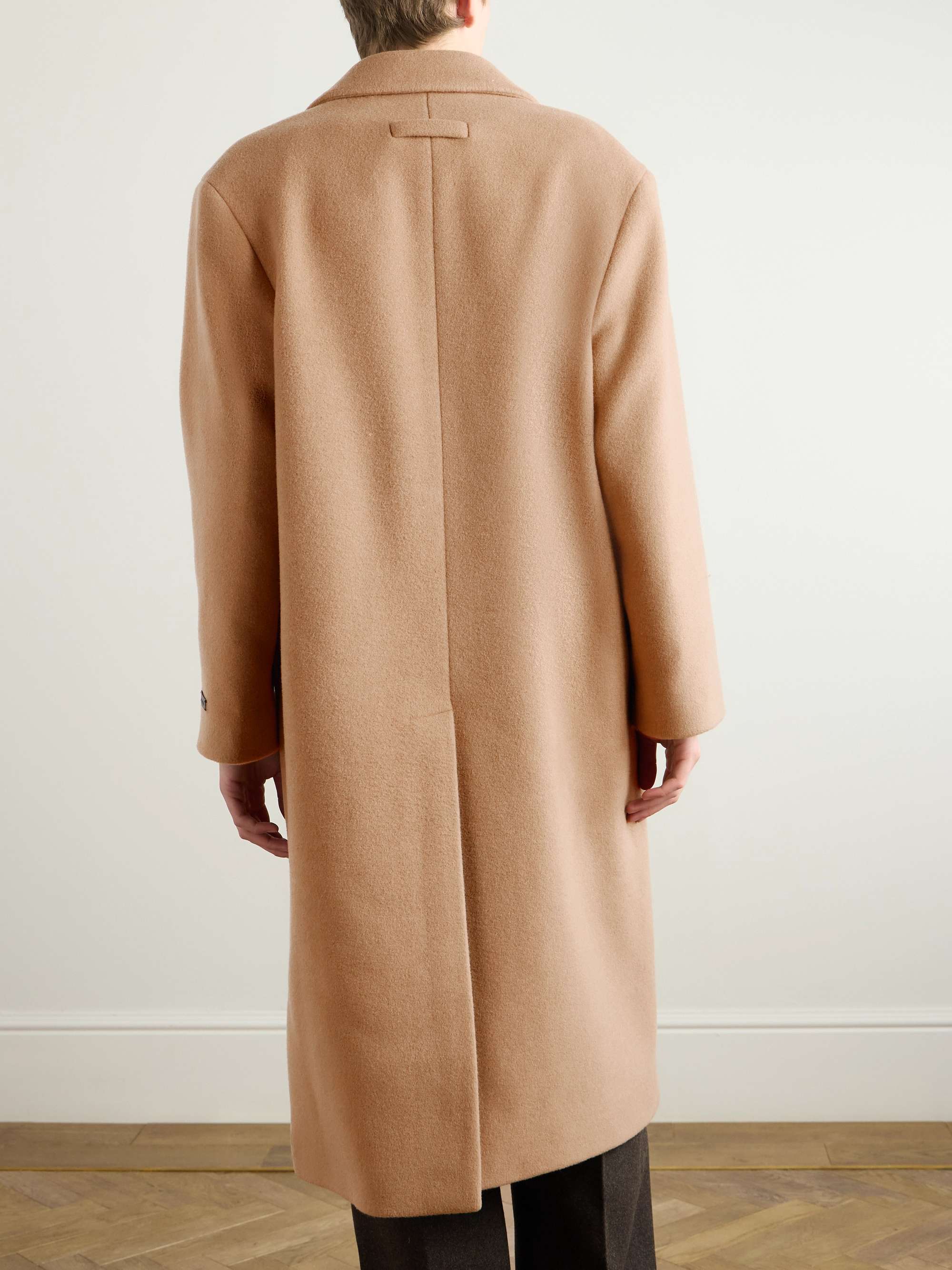 Oversized Double-Breasted Belted Melton Wool Overcoat view