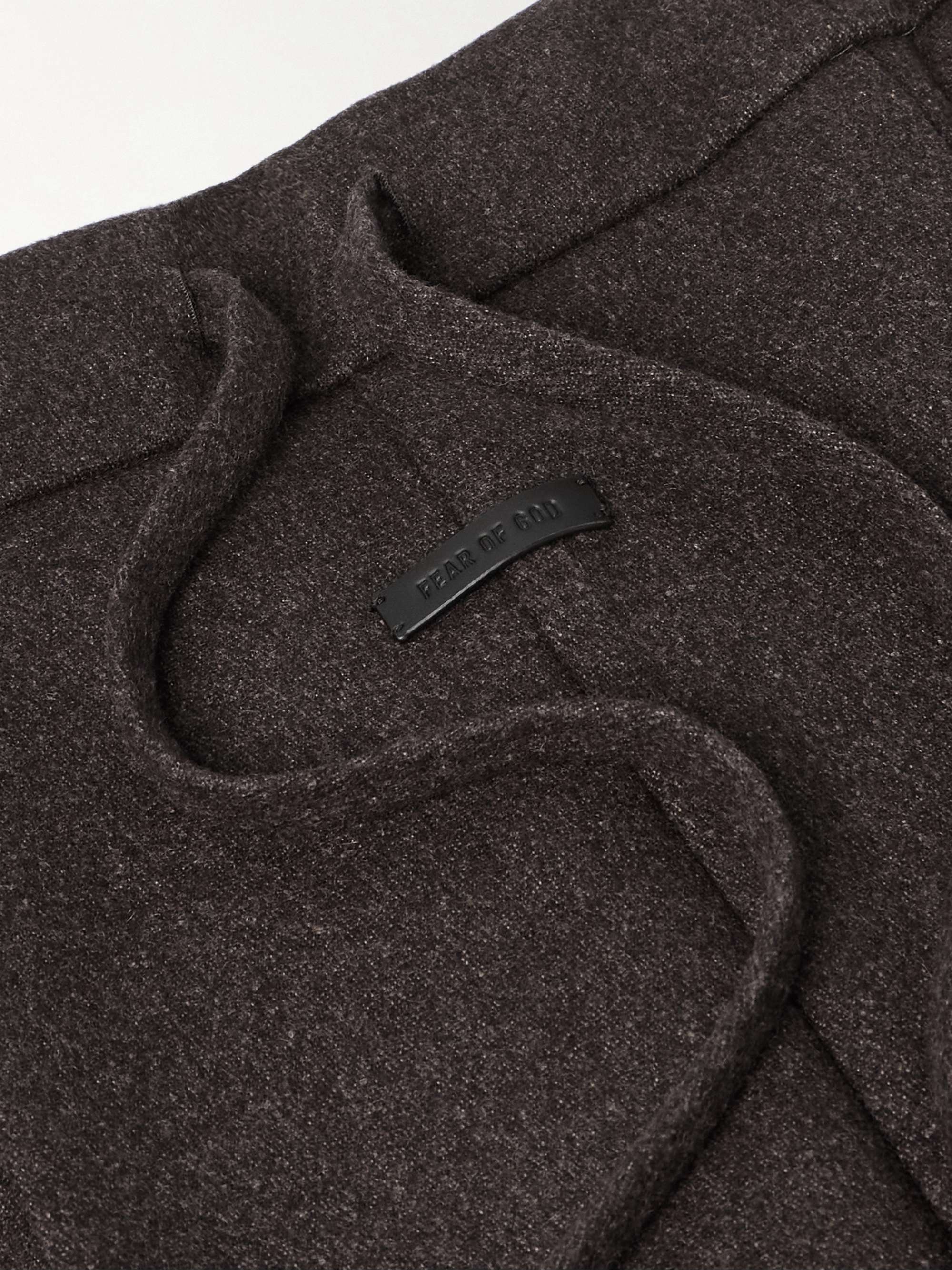 Wide-Leg Pleated Wool Drawstring Trousers view