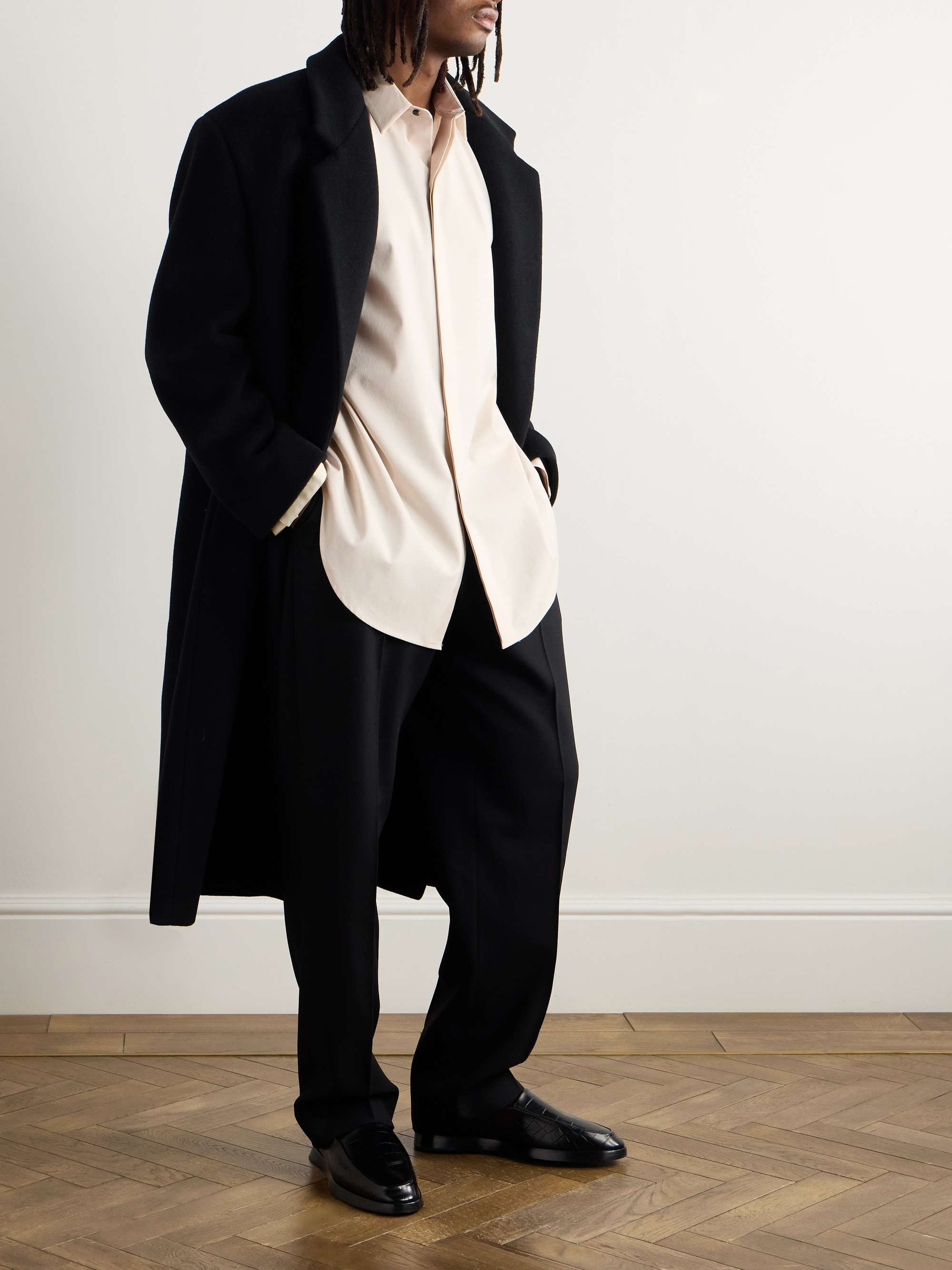 Stretch Cotton and Wool-Blend Oxford Shirt view