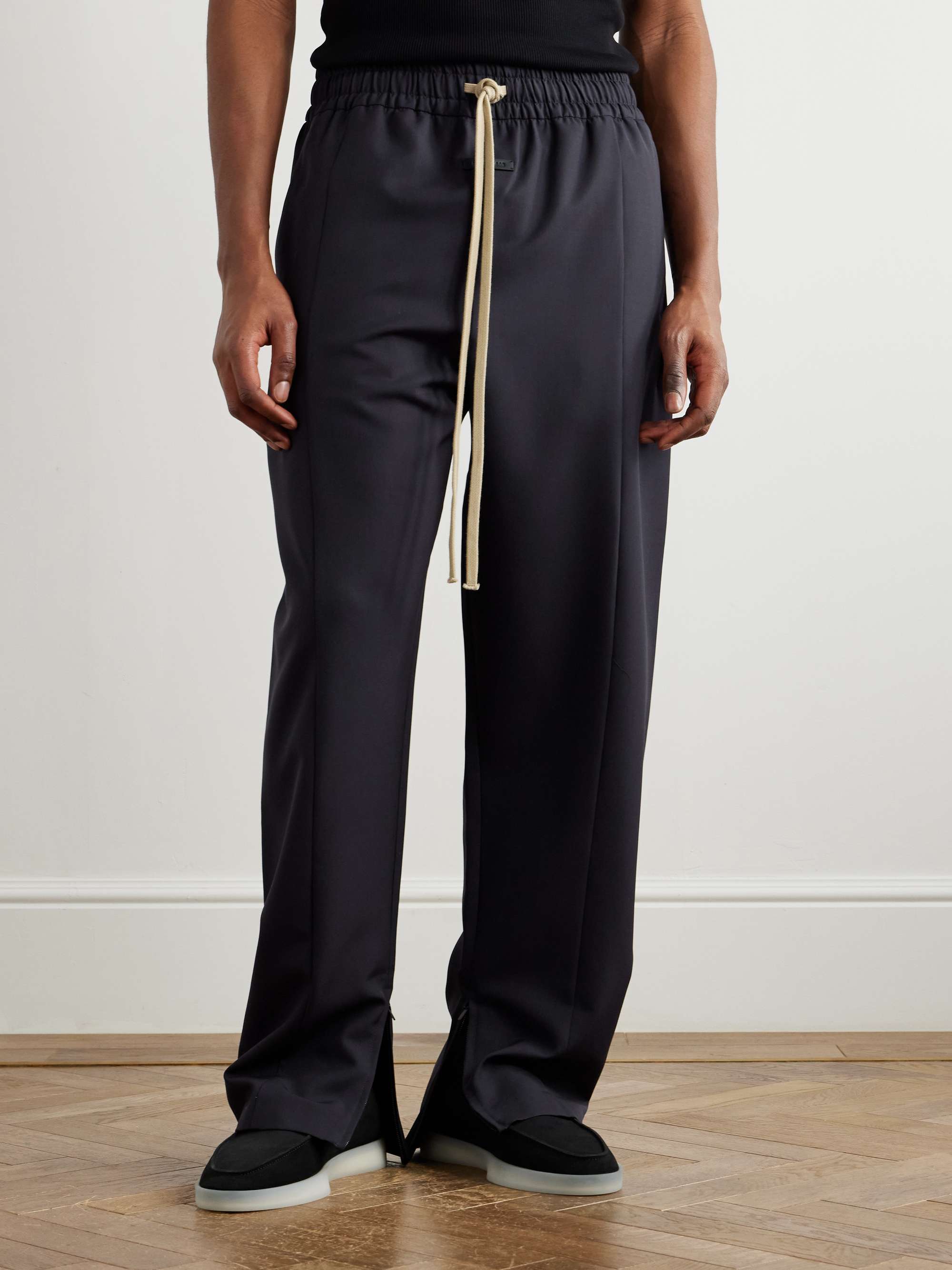 Straight-Leg Wool Drawstring Trousers view
