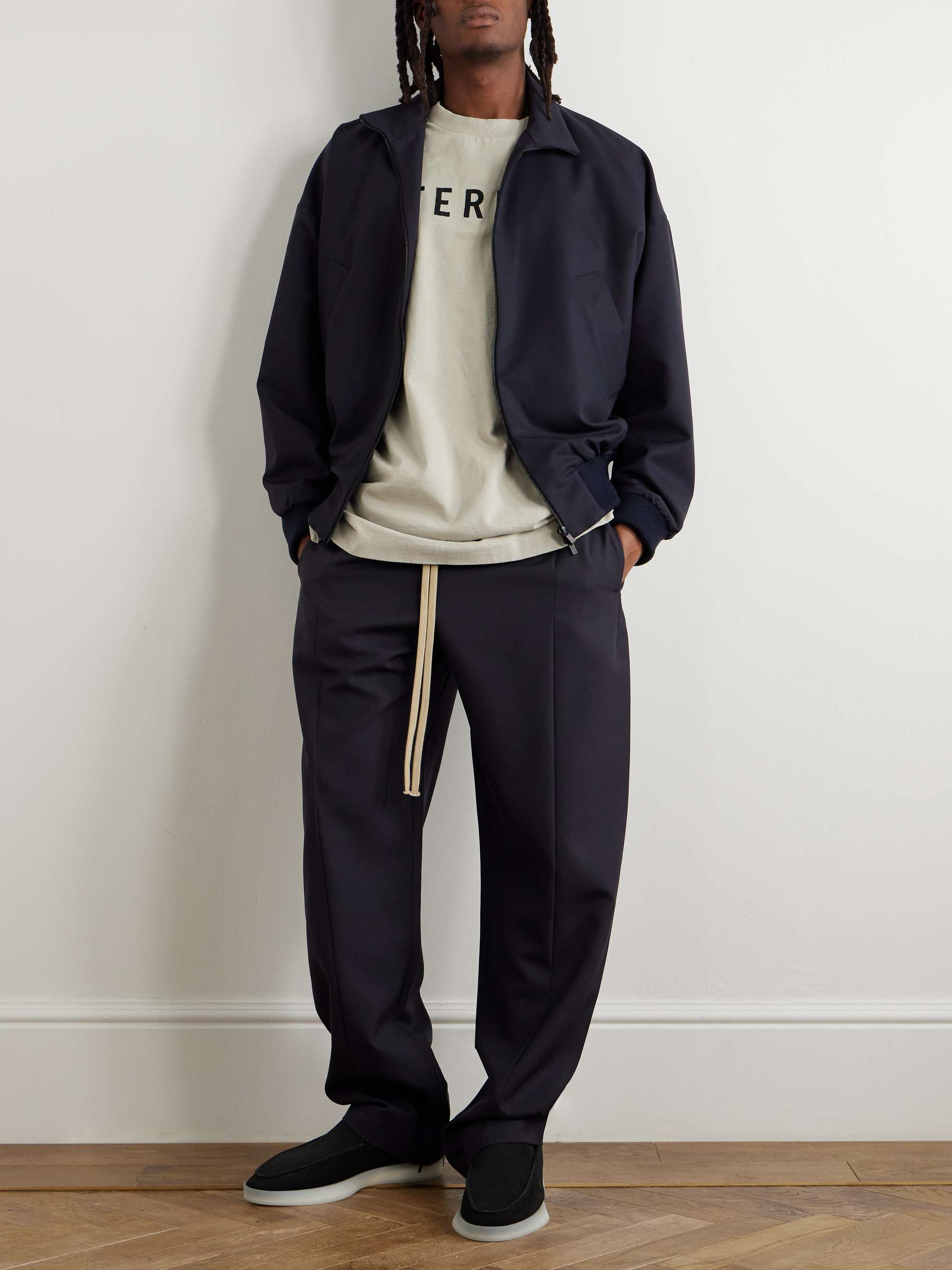 Straight-Leg Wool Drawstring Trousers view