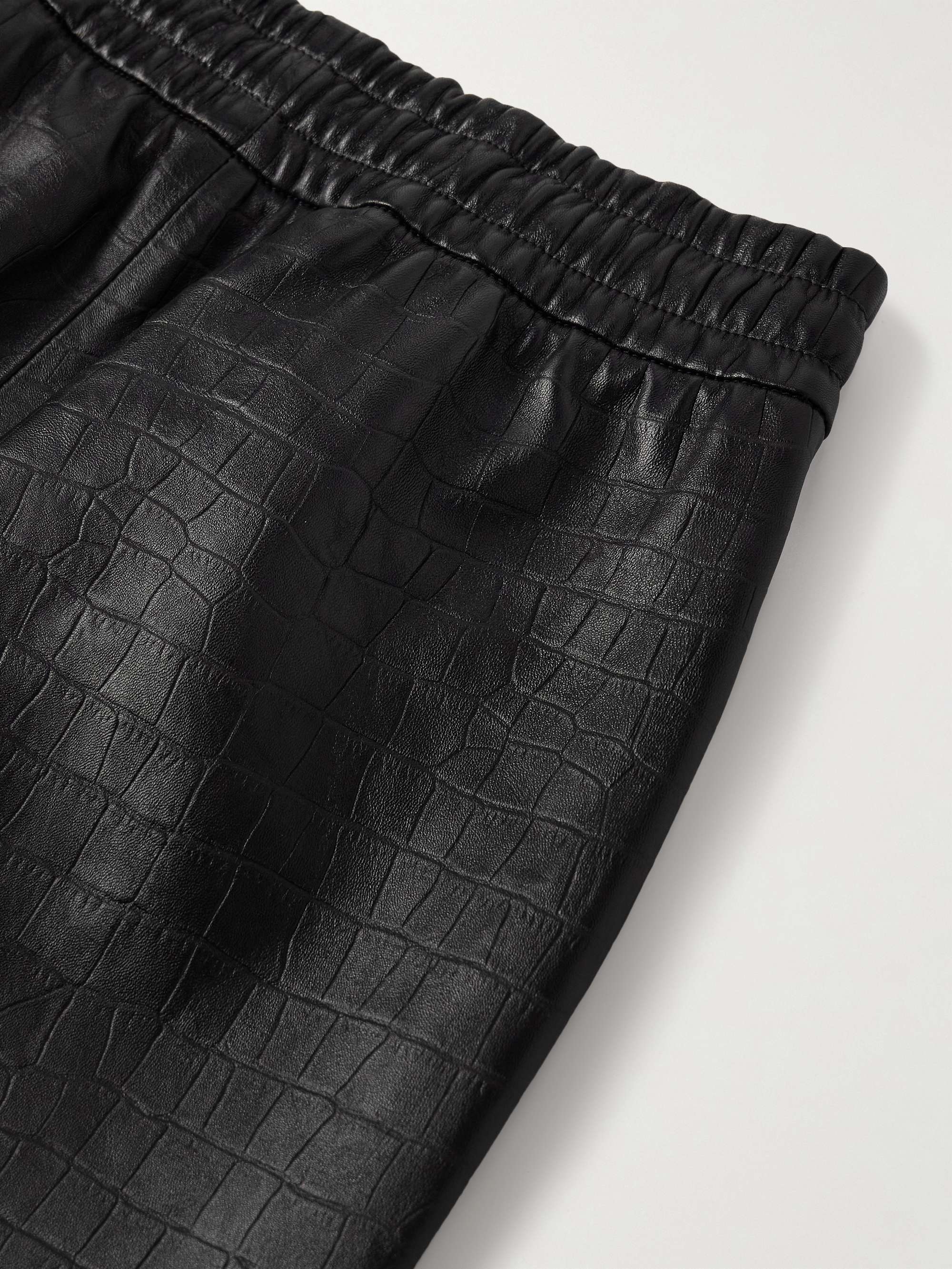 Forum Straight-Leg Croc-Effect Leather Drawstring Trousers view