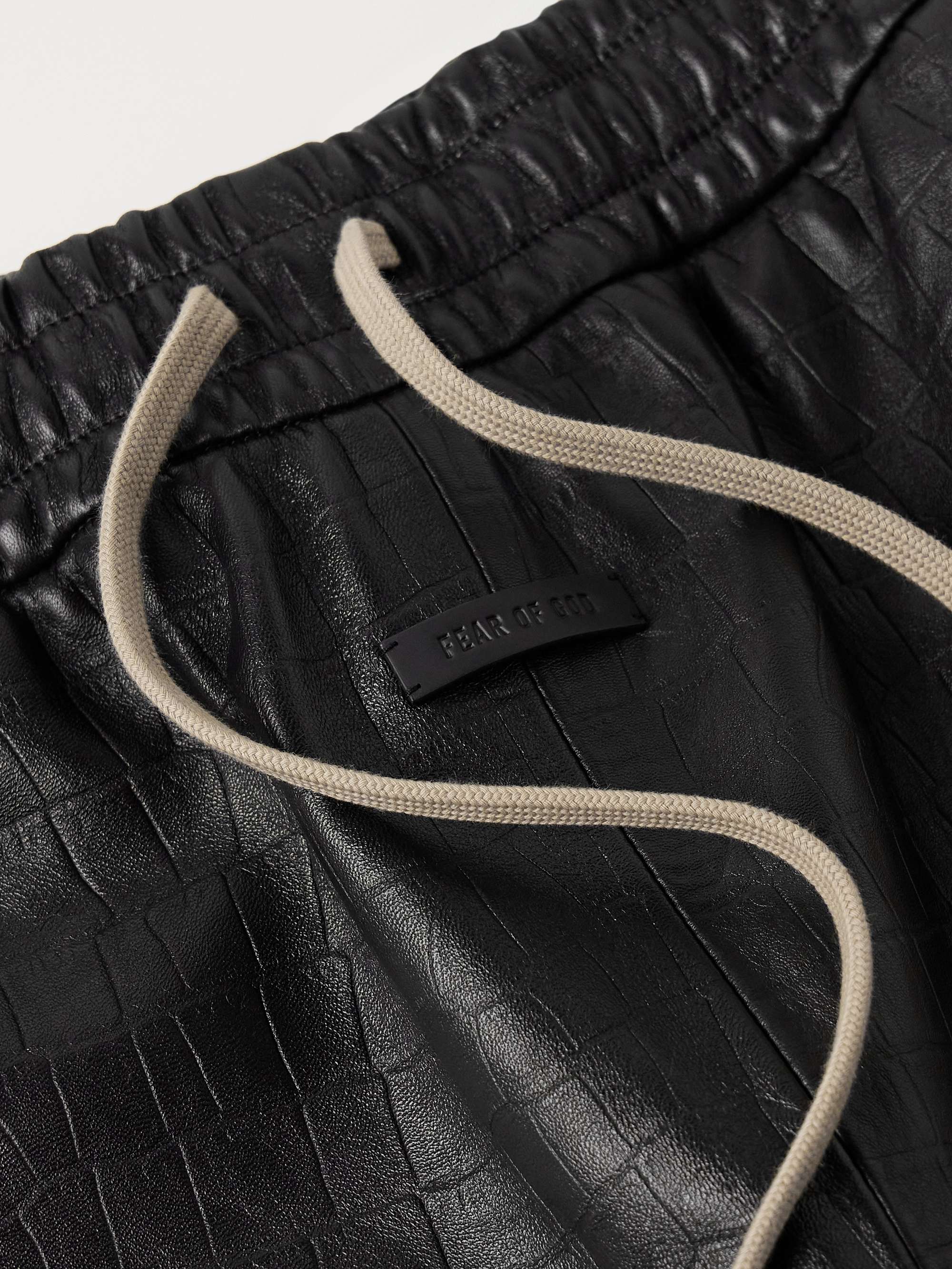 Forum Straight-Leg Croc-Effect Leather Drawstring Trousers view