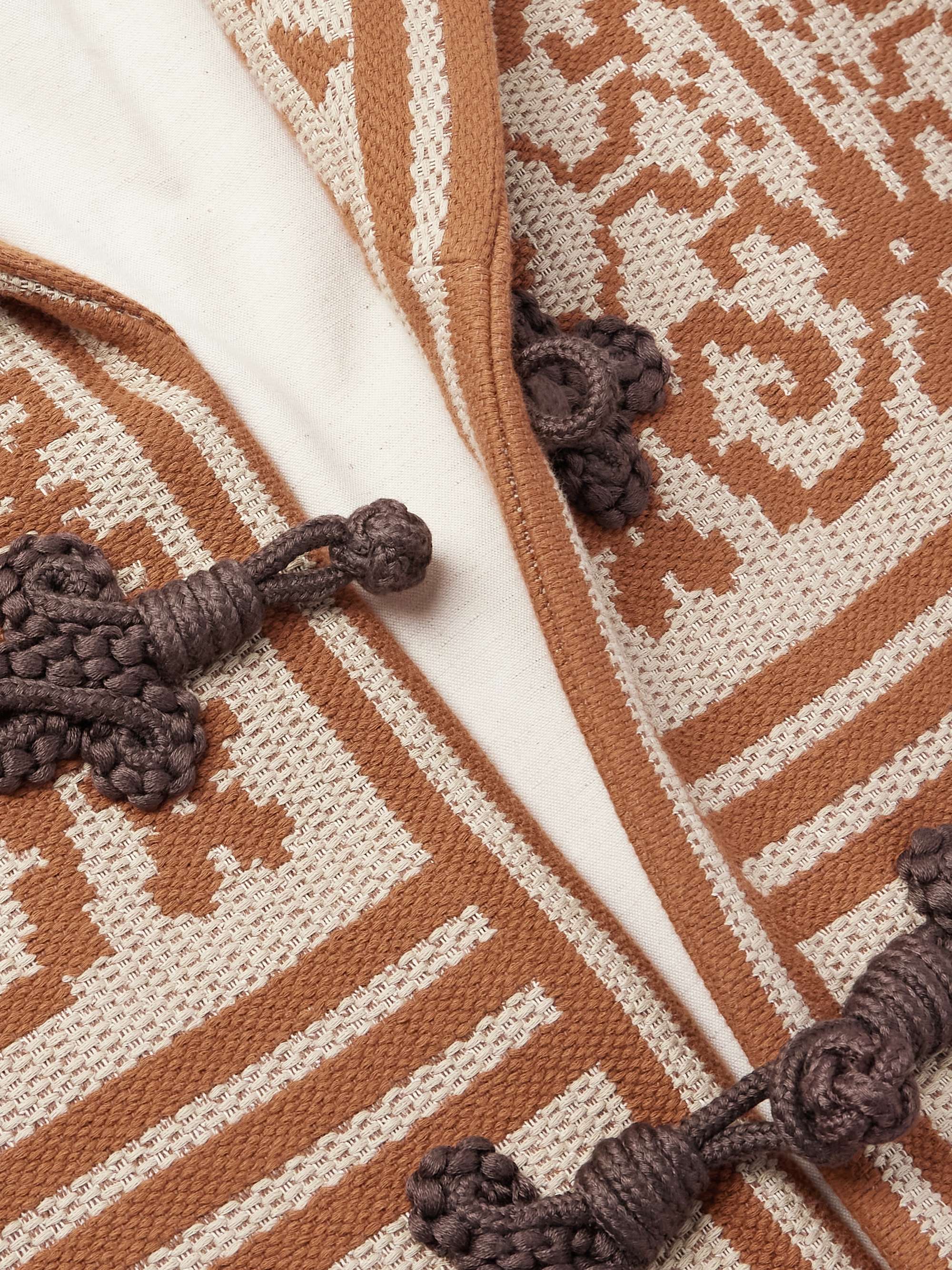 Shawl-Collar Cotton and Linen-Blend Jacquard Cardigan view
