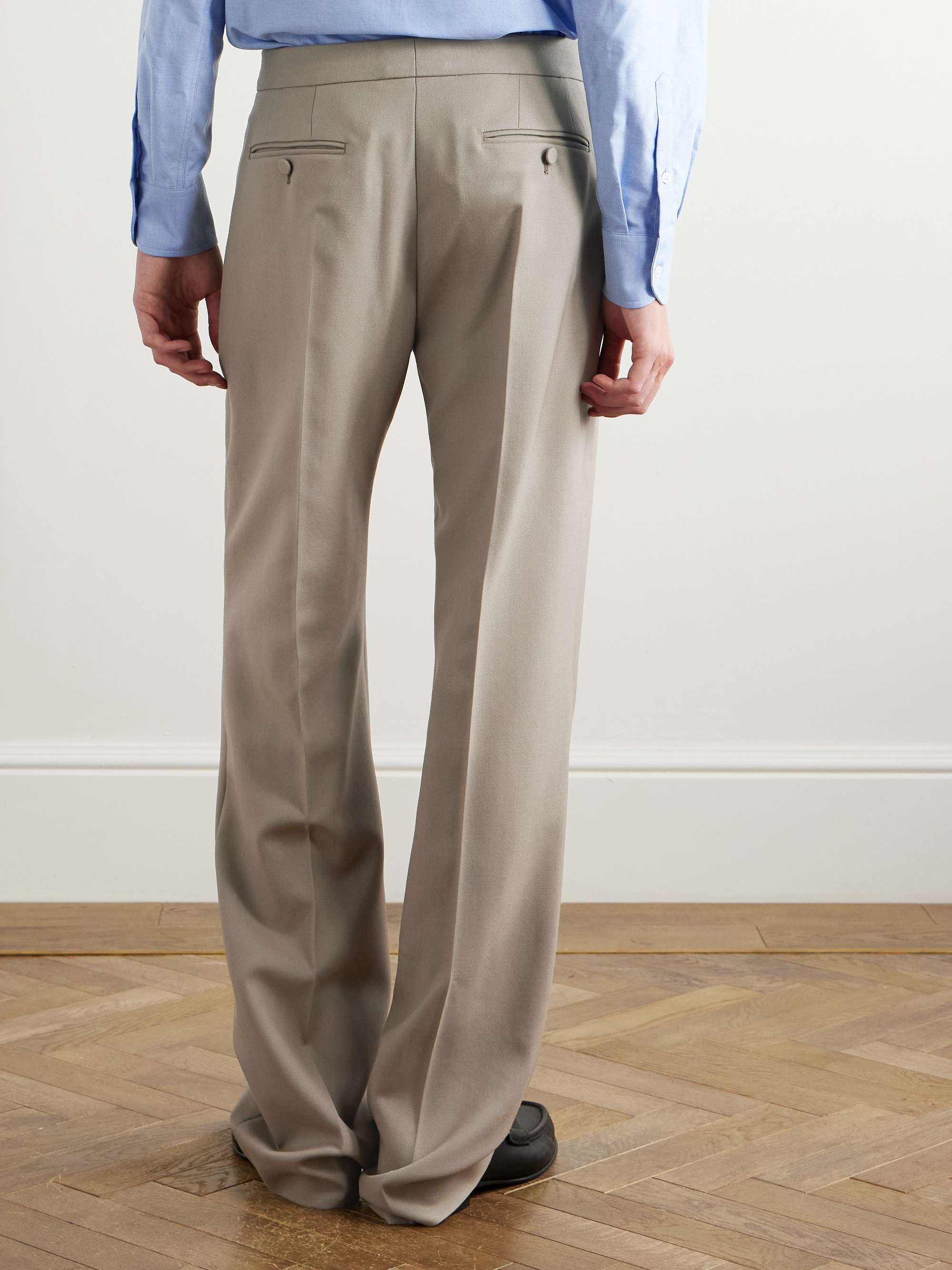 Wide-Leg Pleated Wool-Gabardine Trousers view