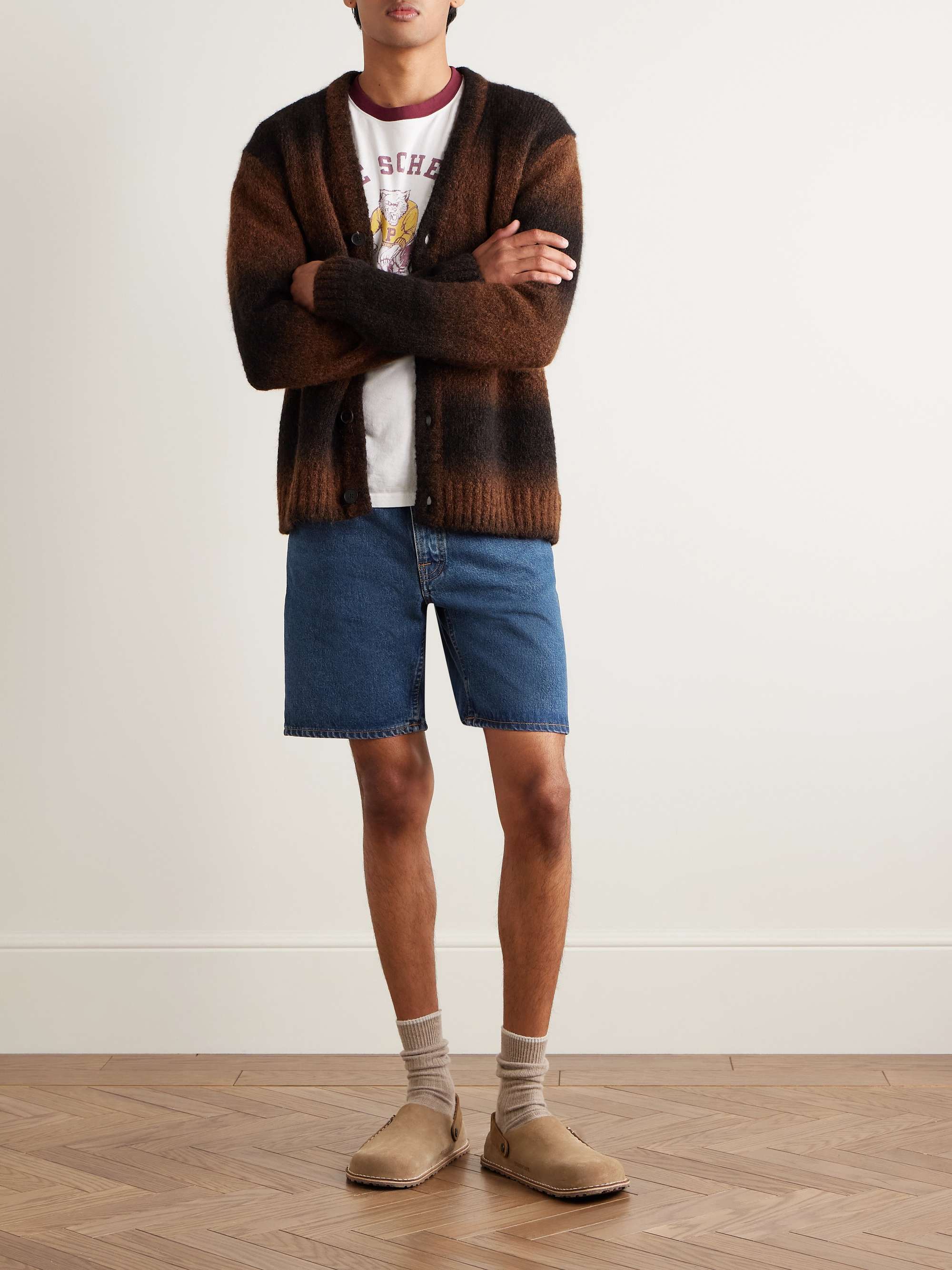 Seth Straight-Leg Stone-Washed Organic Denim Shorts view
