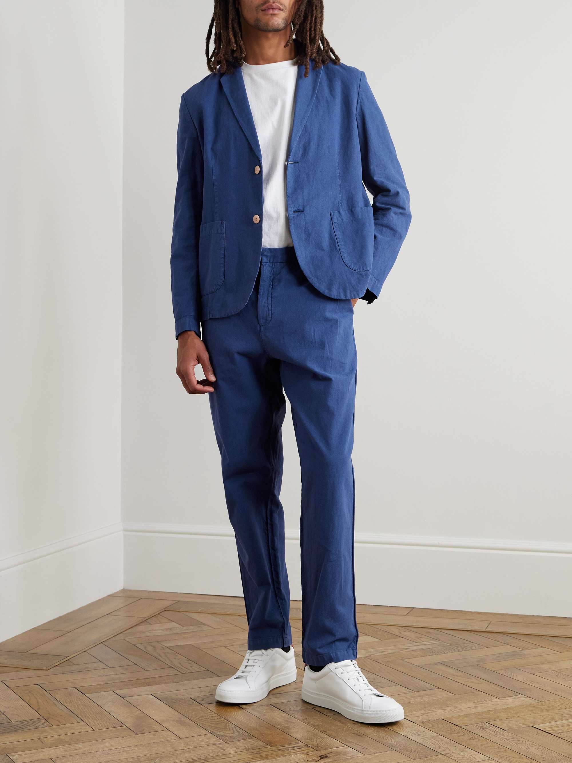 Straight-Leg Linen and Cotton-Blend Suit Trousers view