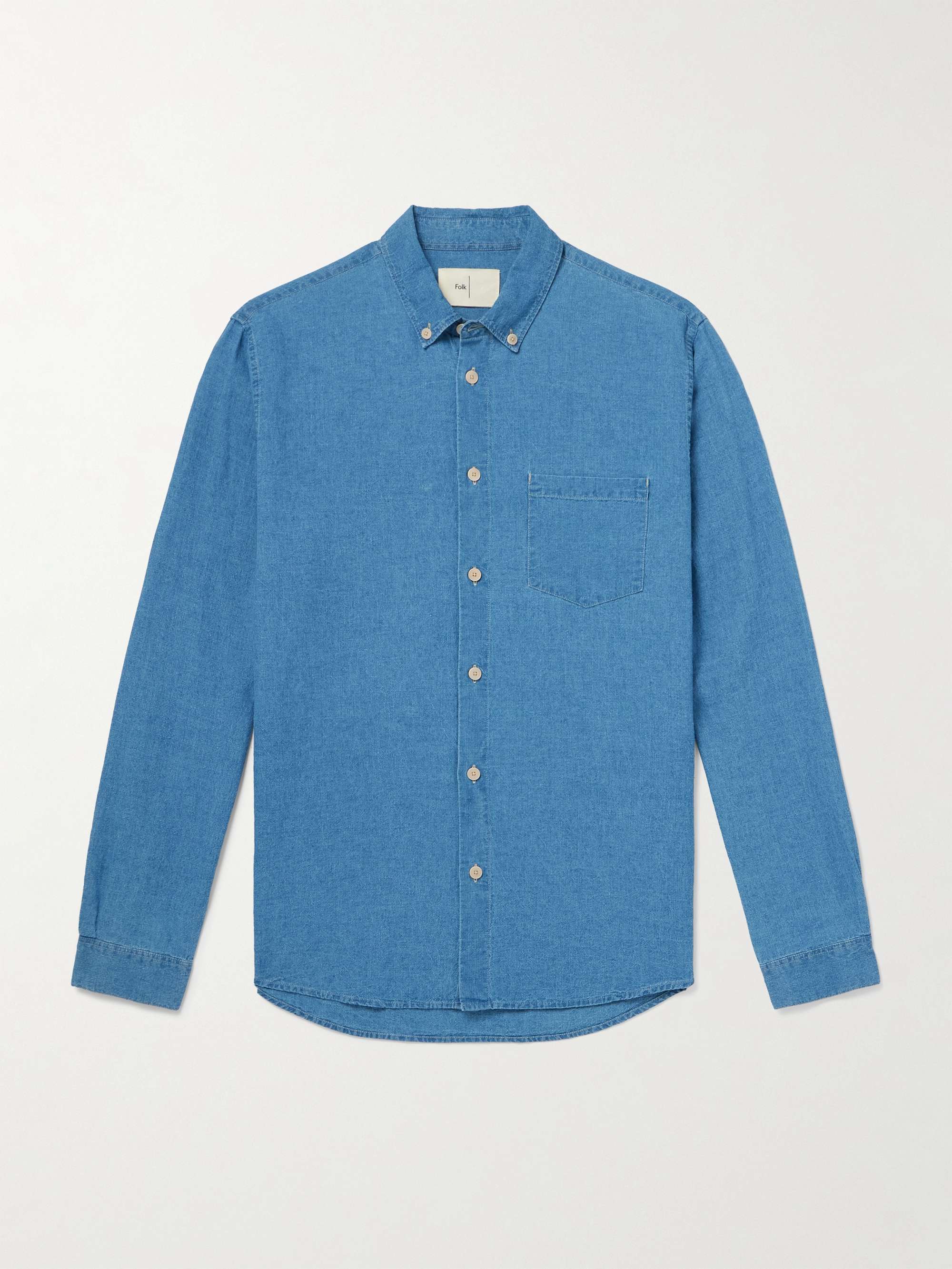 Anniversary Button-Down Collar Linen and Cotton-Blend Chambray Shirt view