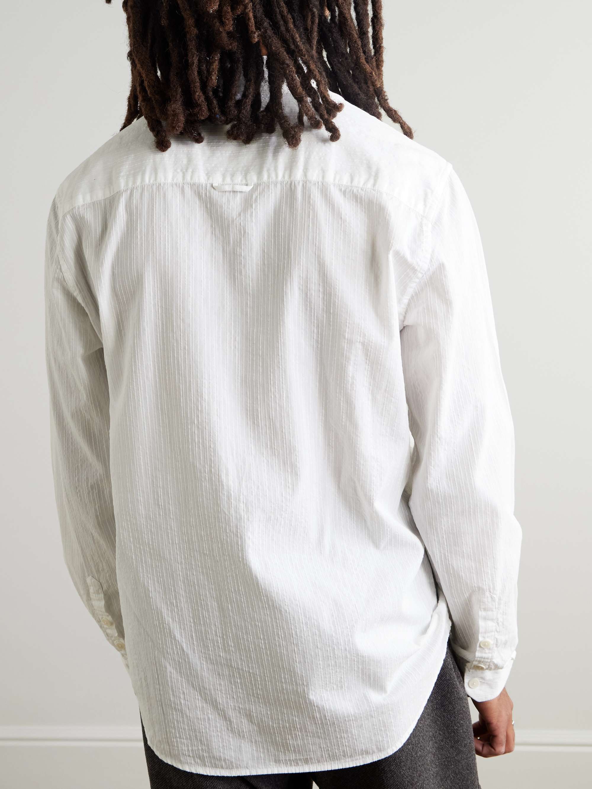 Anniversary Button-Down Collar Embroidered Cotton-Gauze Shirt view