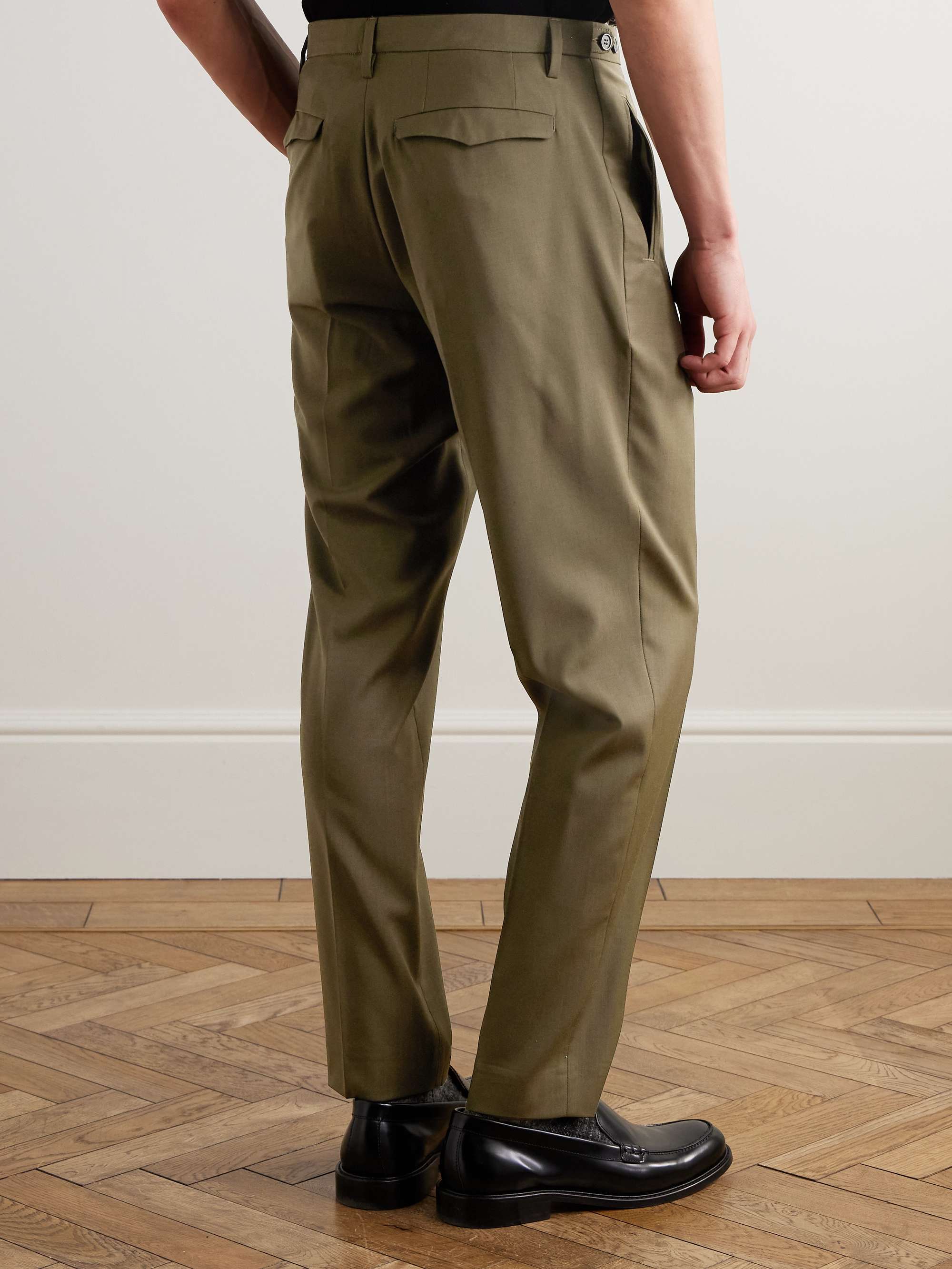 Masco Slim-Fit Straight-Leg Pleated Virgin Wool Trousers view