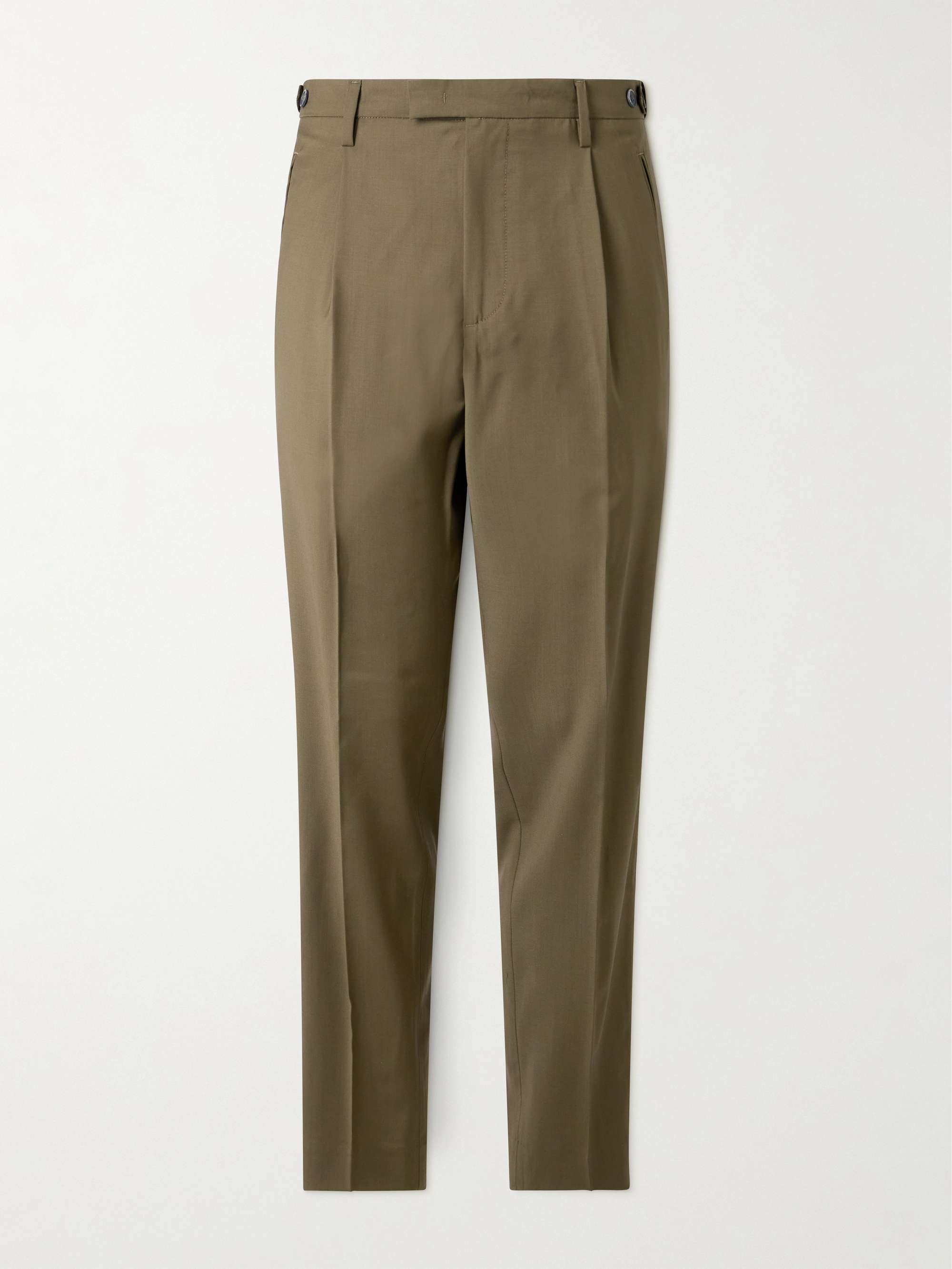 Masco Slim-Fit Straight-Leg Pleated Virgin Wool Trousers view