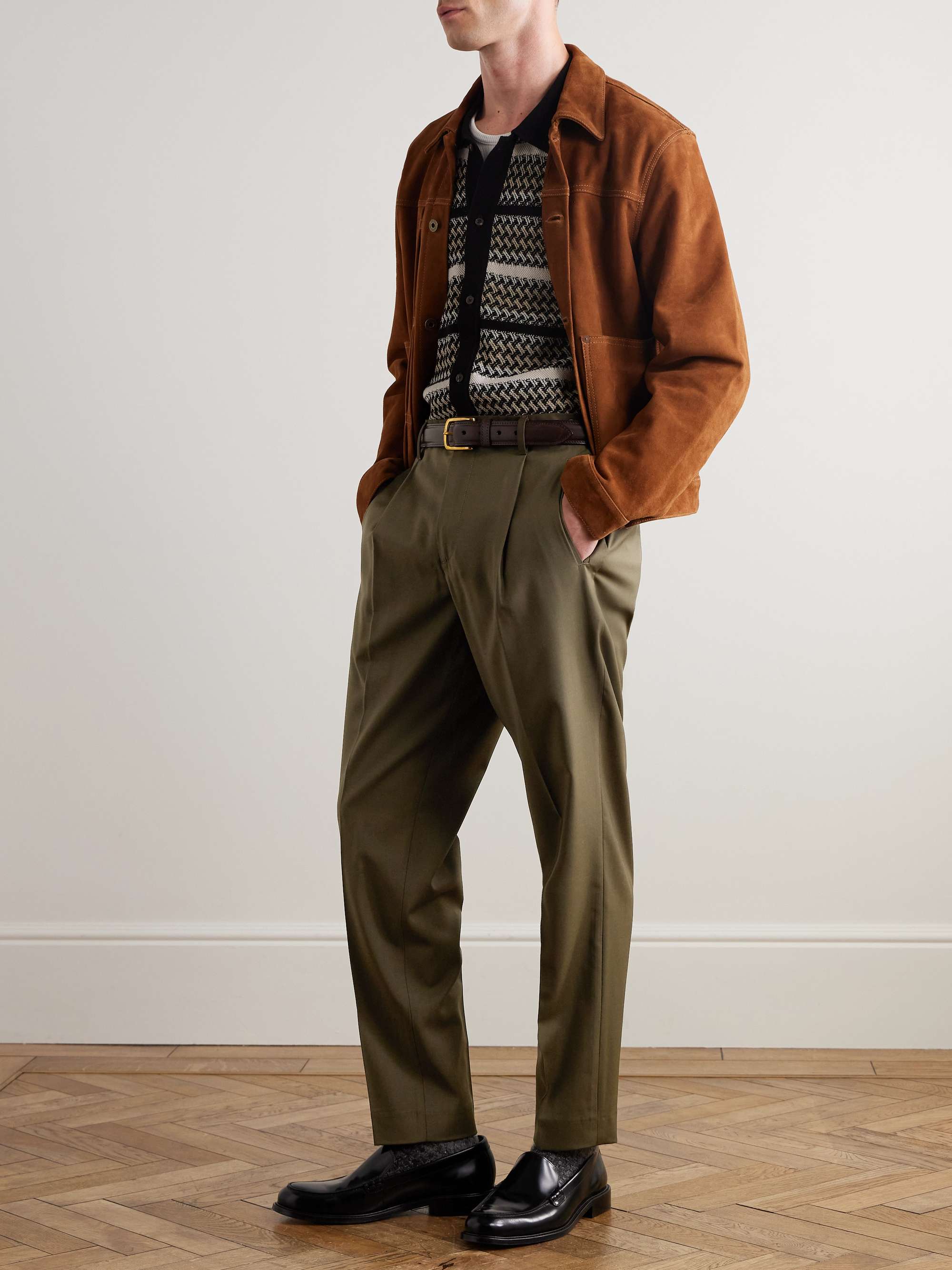 Masco Slim-Fit Straight-Leg Pleated Virgin Wool Trousers view