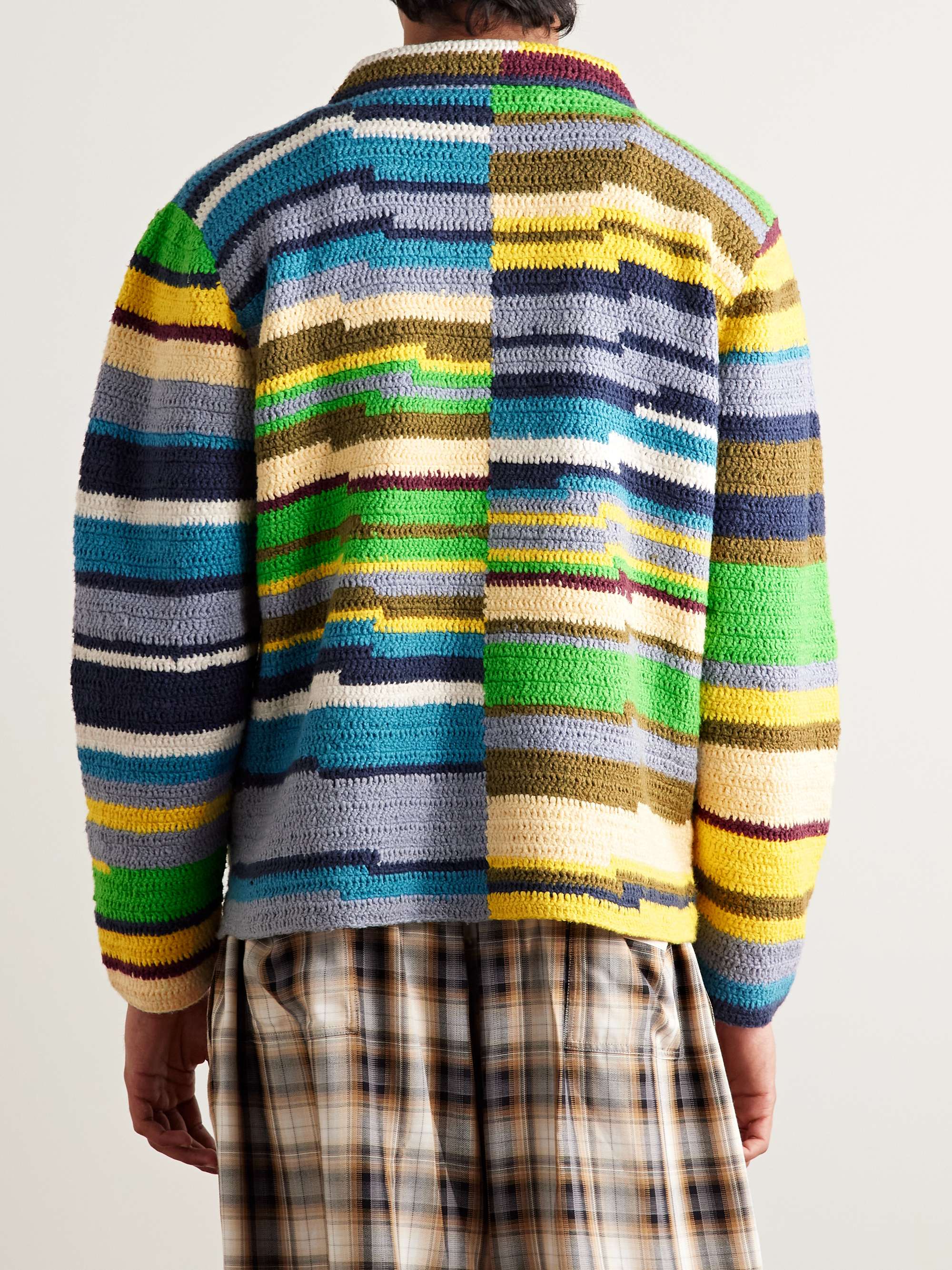 Striped Crocheted Organic Cotton Jacket view