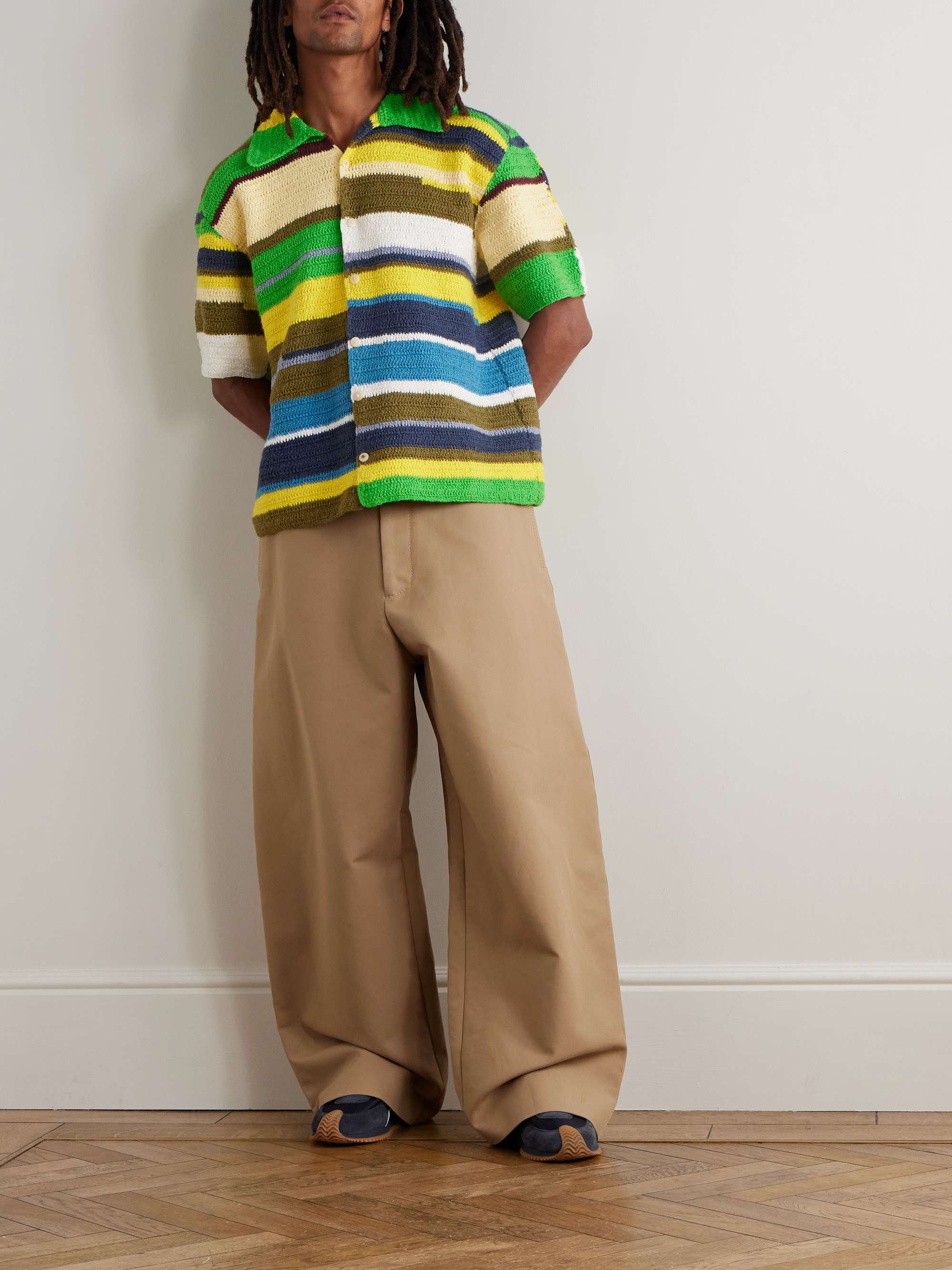 Striped Crocheted Organic Cotton Shirt view