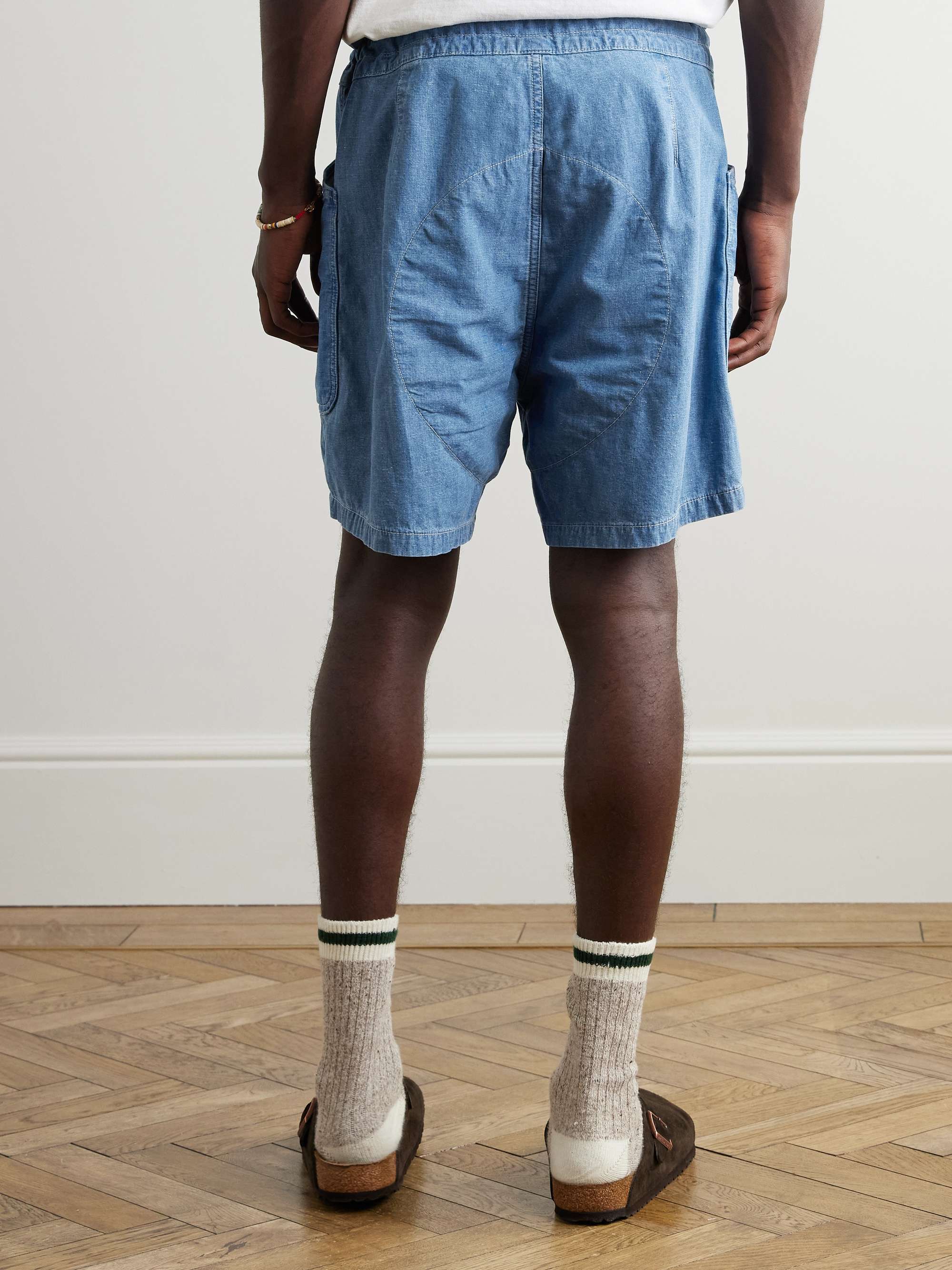 Caldwell Straight-Leg Cotton and Linen-Blend Chambray Shorts view