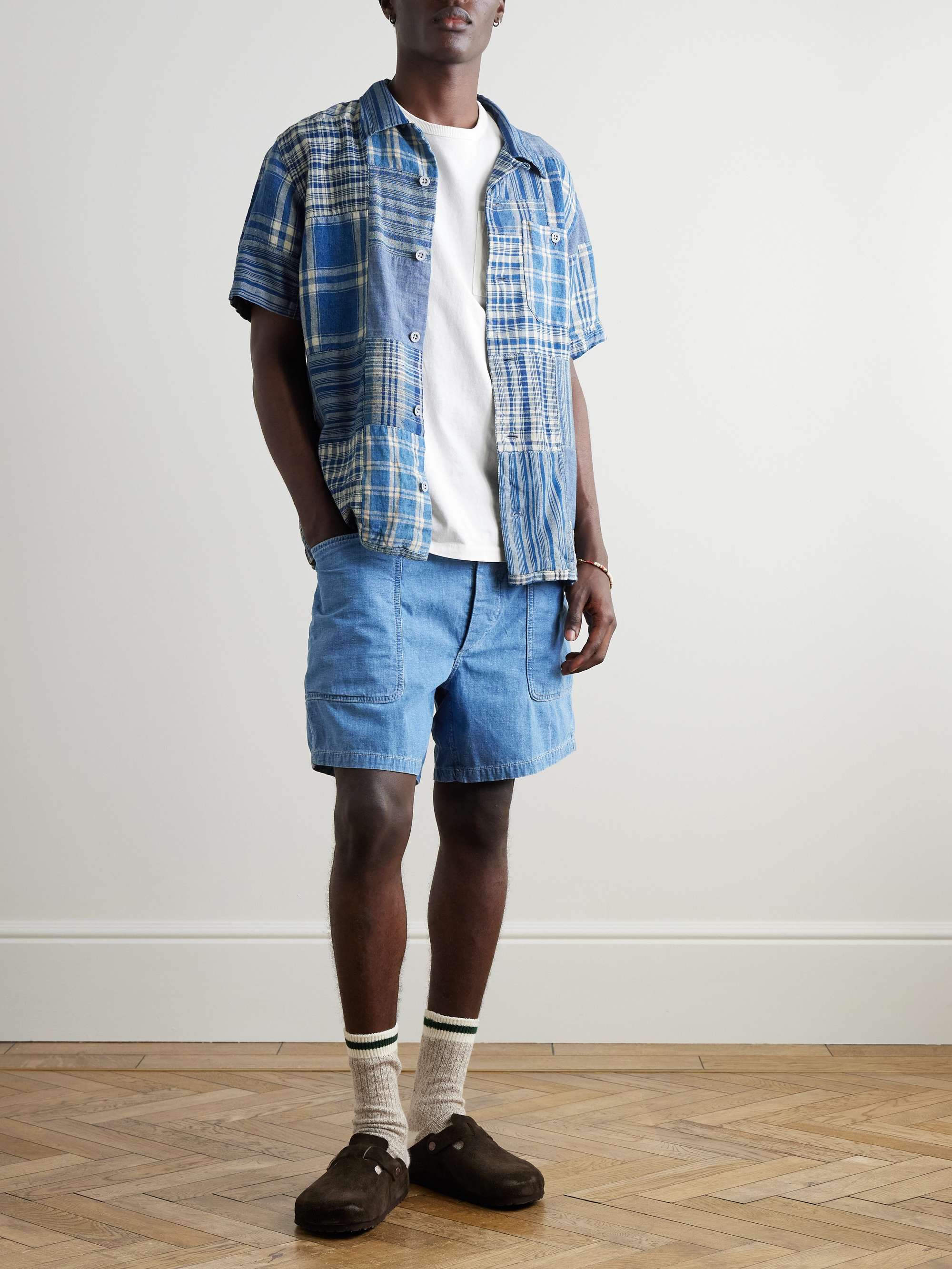Caldwell Straight-Leg Cotton and Linen-Blend Chambray Shorts view