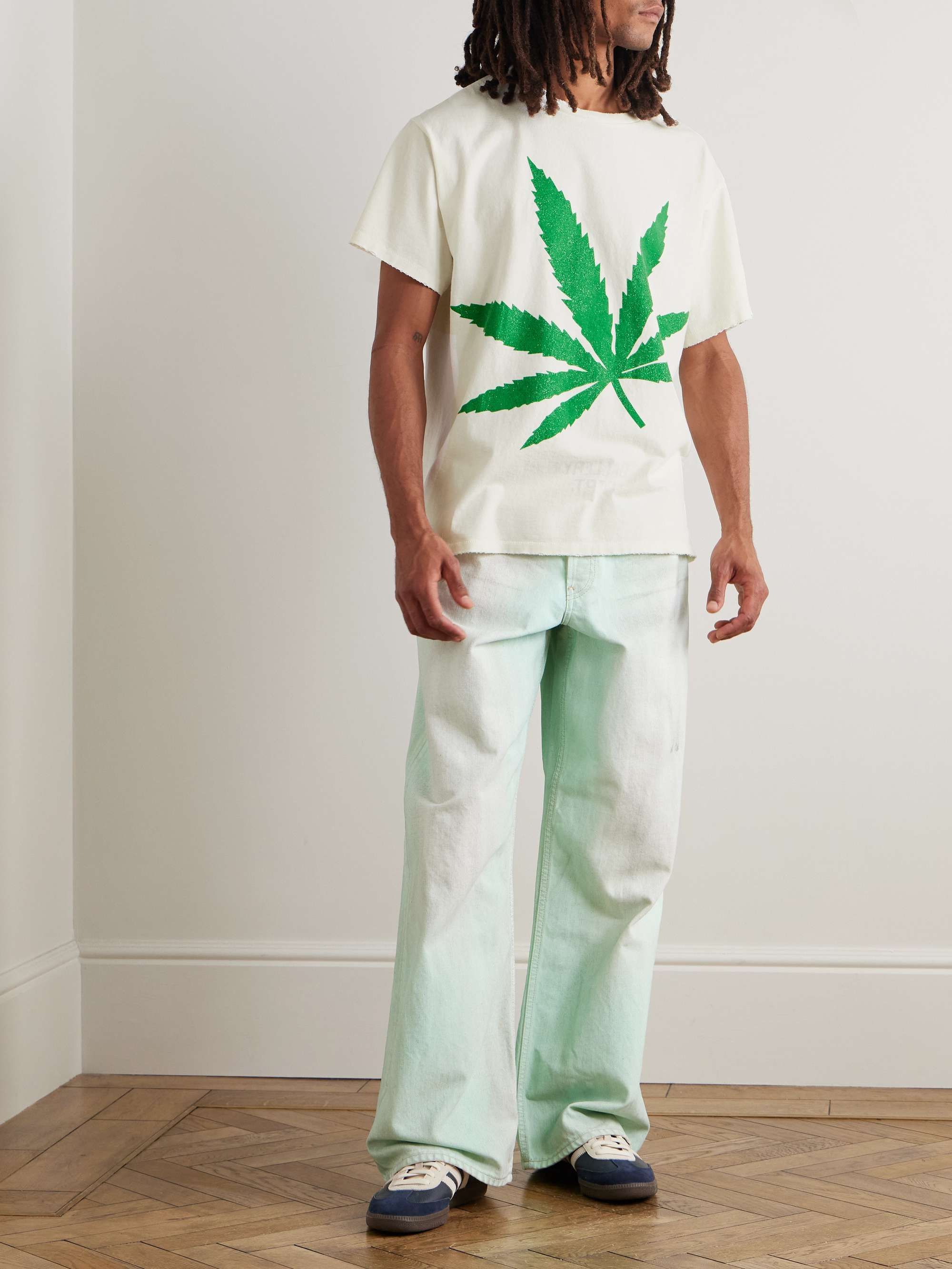 Weed Glittered Cotton-Jersey T-Shirt view