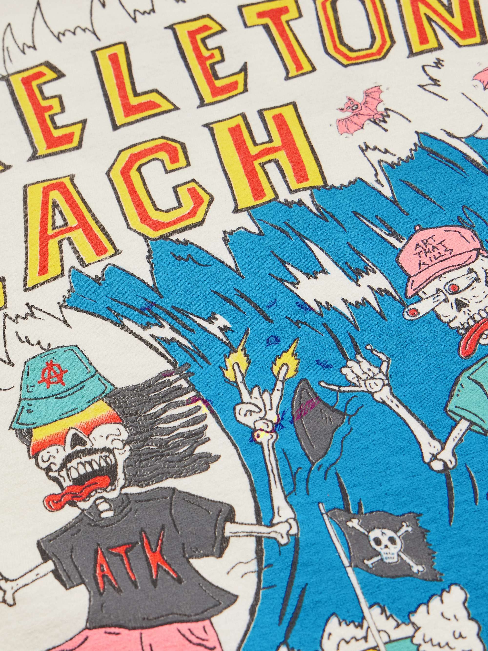Skeleton Beach Surf Glittered Printed Cotton-Jersey T-Shirt view