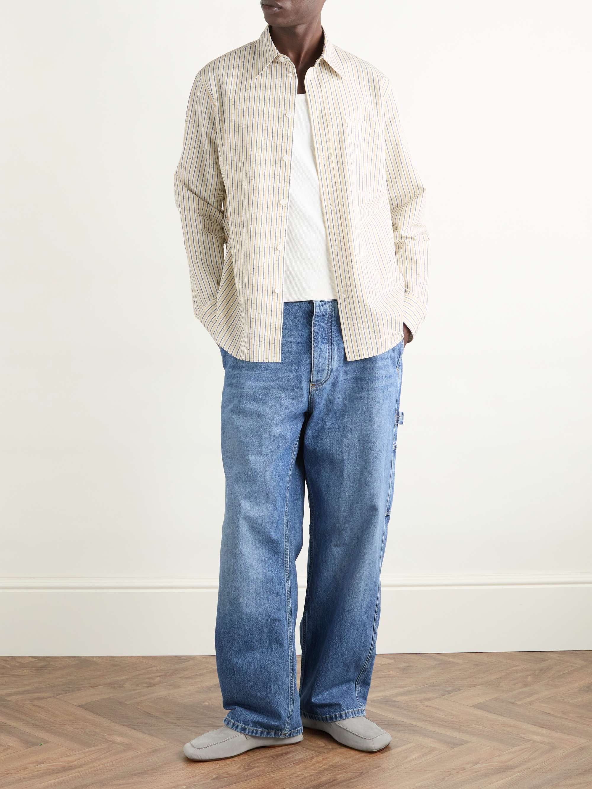 Striped Textured Cotton-Blend Shirt view
