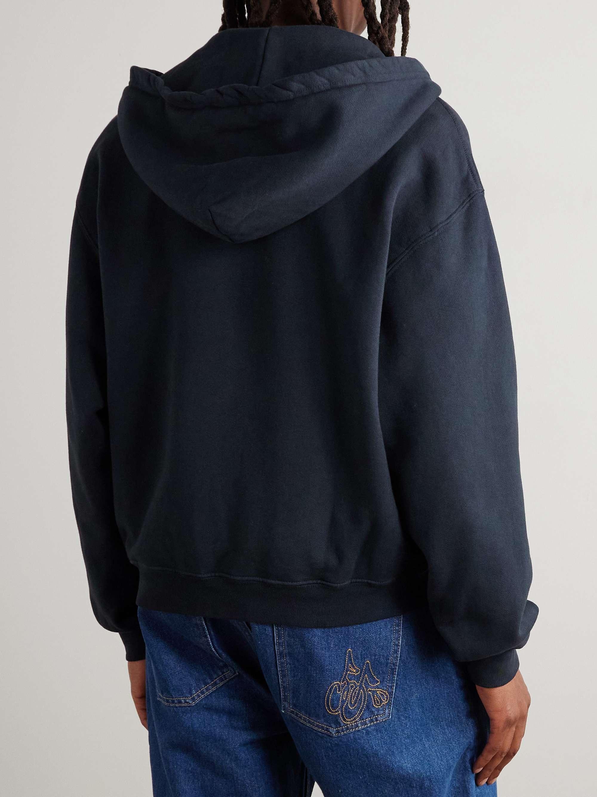 Logo-Embroidered Embellished Cotton-Jersey Zip-Up Hoodie view